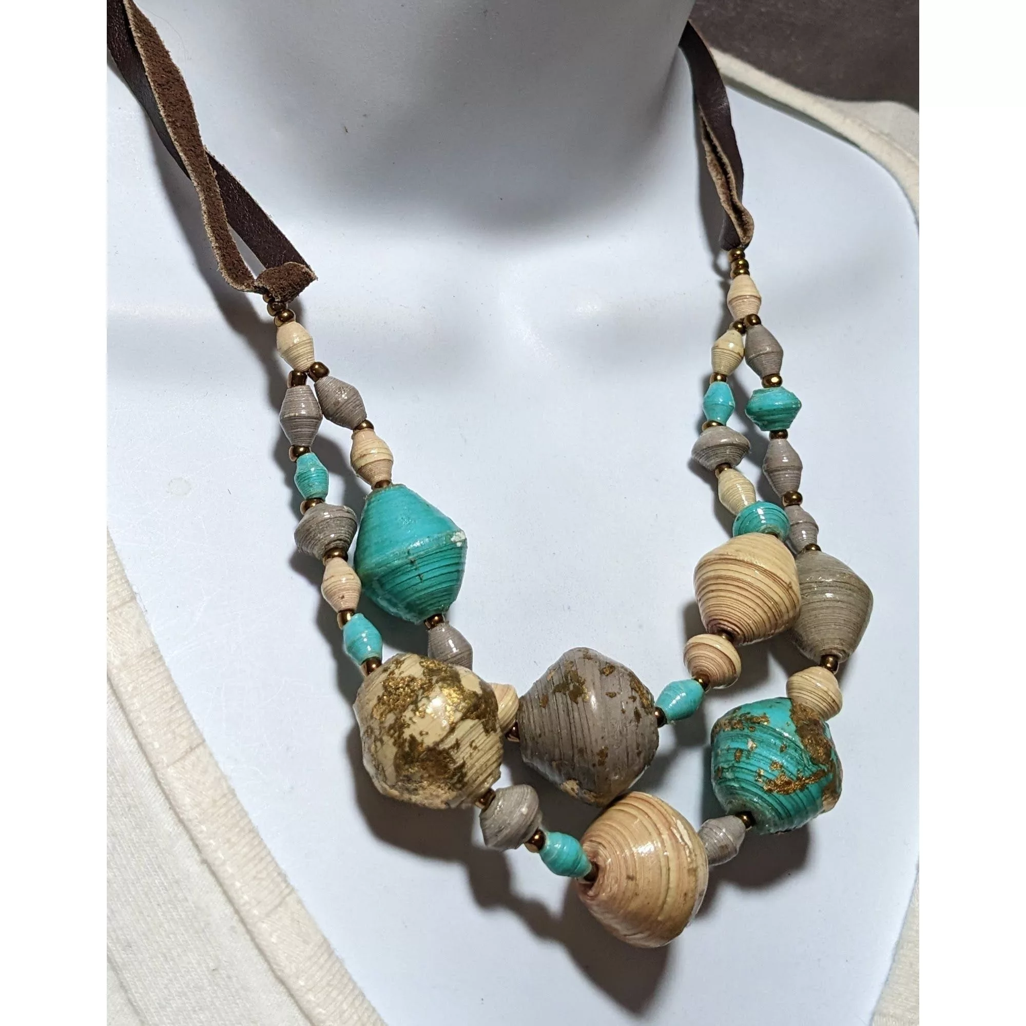 Other Necklaces Other Bohemian Beaded Gold Flake Necklace Multi