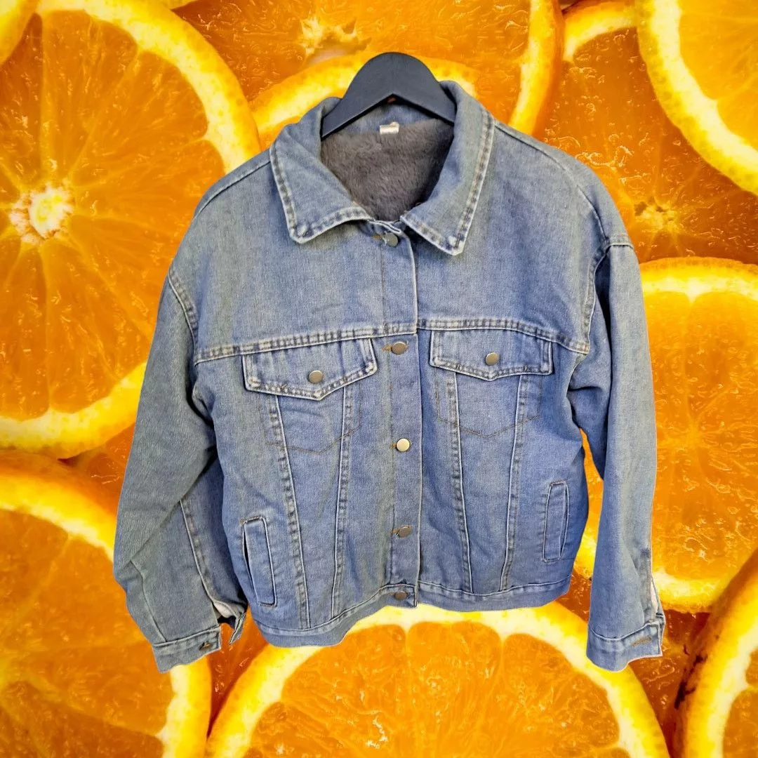 Other Light Jackets Other NWT Fleece Lined Denim Button Up Jacket Size Small Blue