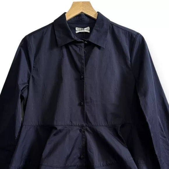 CO Button Ups NWT CO Navy Blue Tiered Button Down Cotton Shirt, Size M