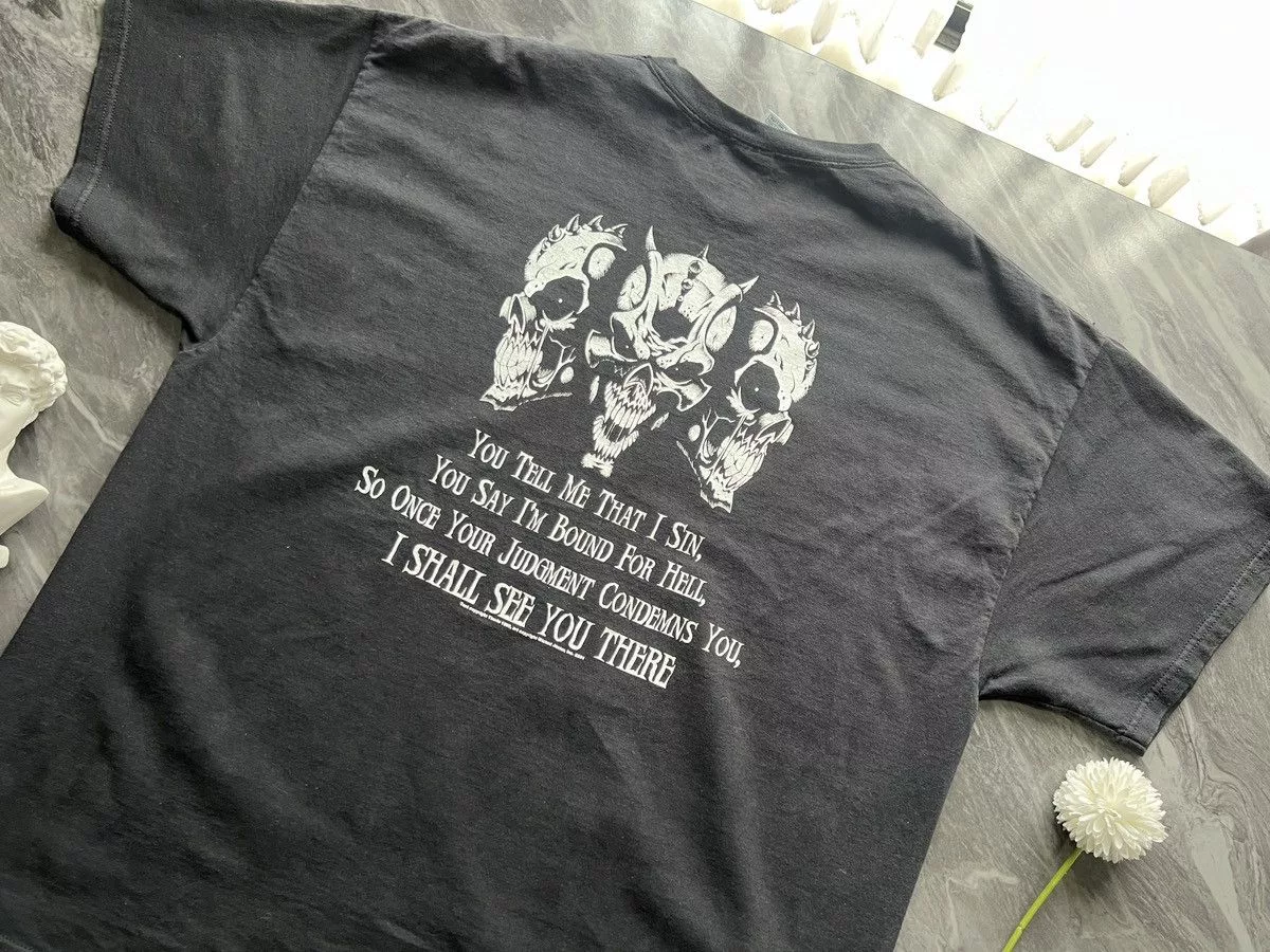Designer Short Sleeve T Shirts Designer Wicked Jester : Triple Skull Devil Thorin 1999 2004 Black Streetwear