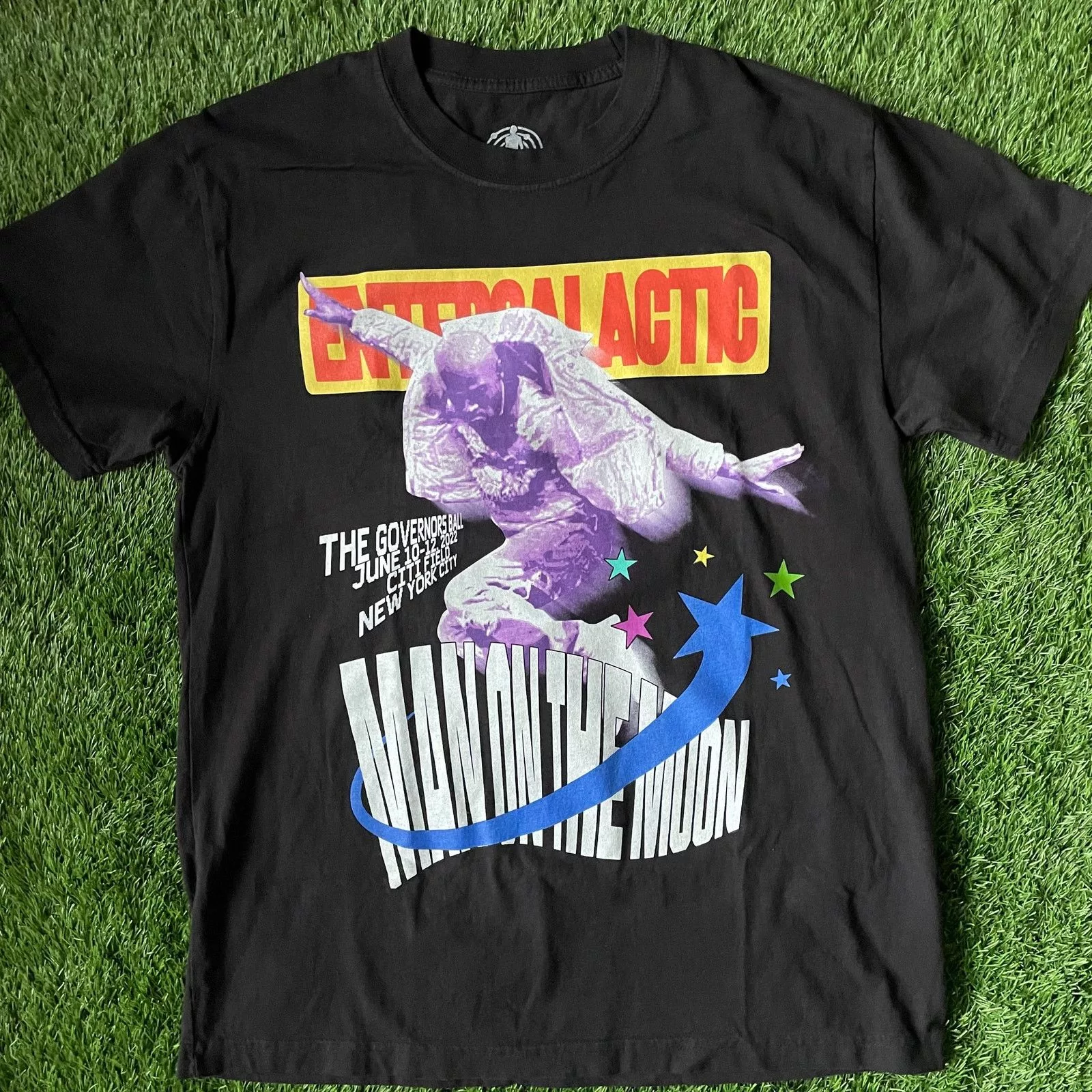Kid Cudi Short Sleeve T Shirts Kid Cudi Enter Galactic Gov Ball Tee Black