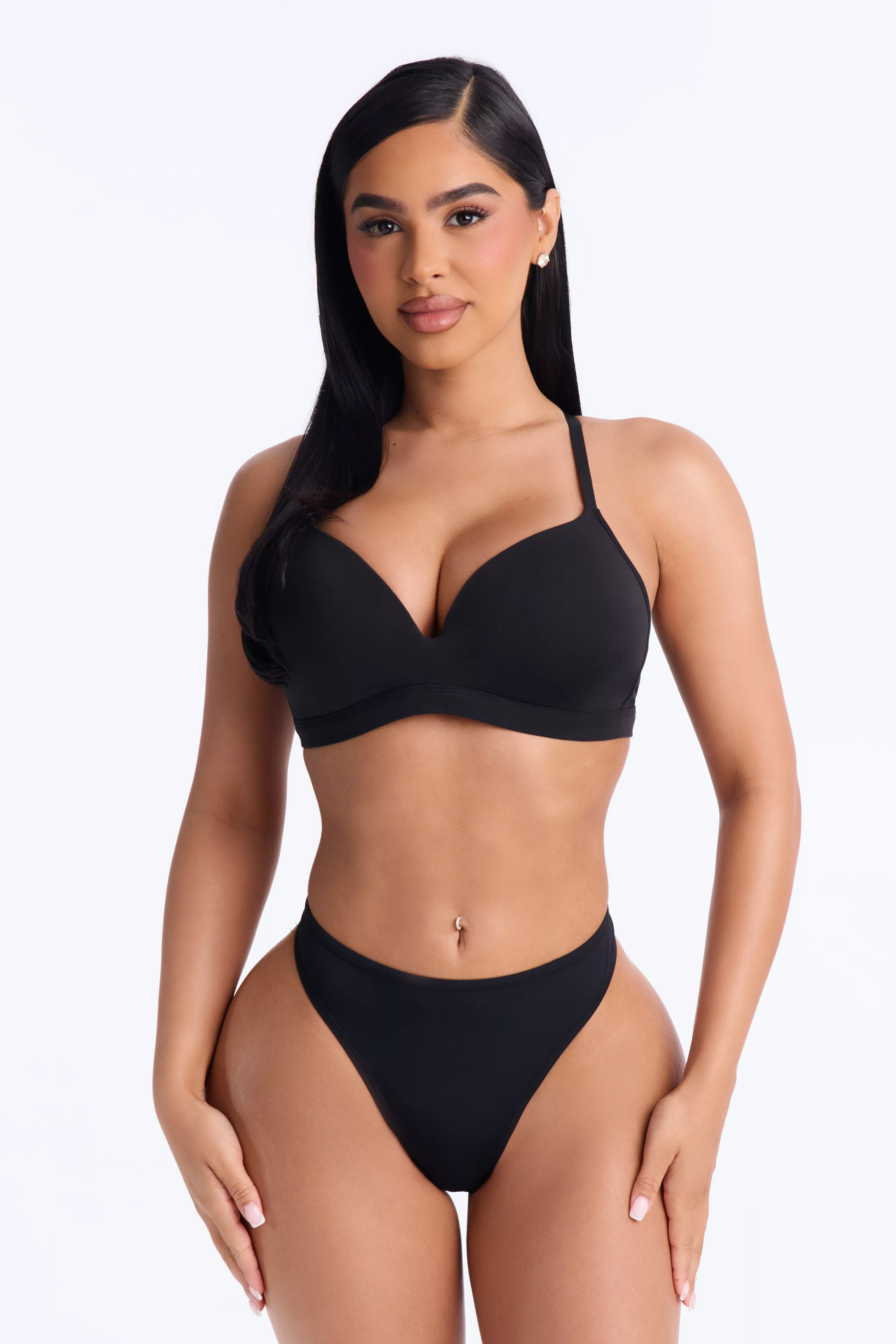 Nova Cotton Lightly Padded Wire-free Comfort Bra - Black