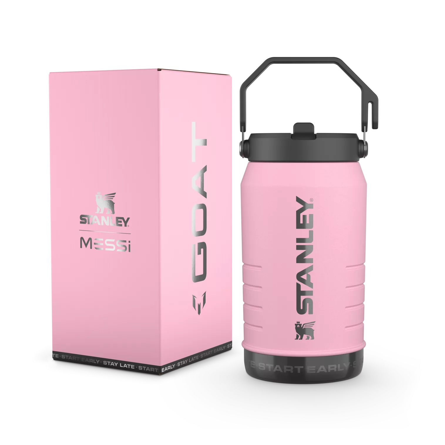 The Messi x Stanley IceFlow™ Water Jug with Fast Flow Lid 64 OZ In Messi GOAT Pink