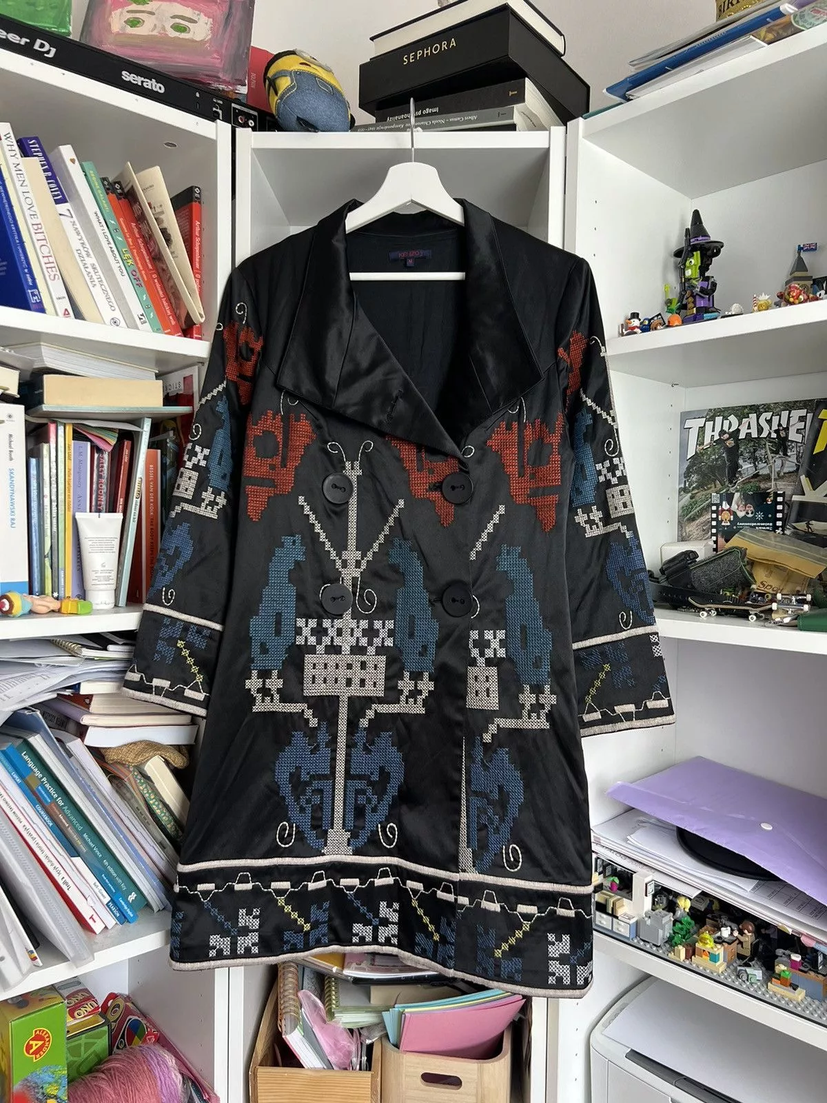 Designer Coats Designer × Kenzo × Vintage Vintage Y2K Kenzo Jeans abstract coat jacket M designer 00s Black