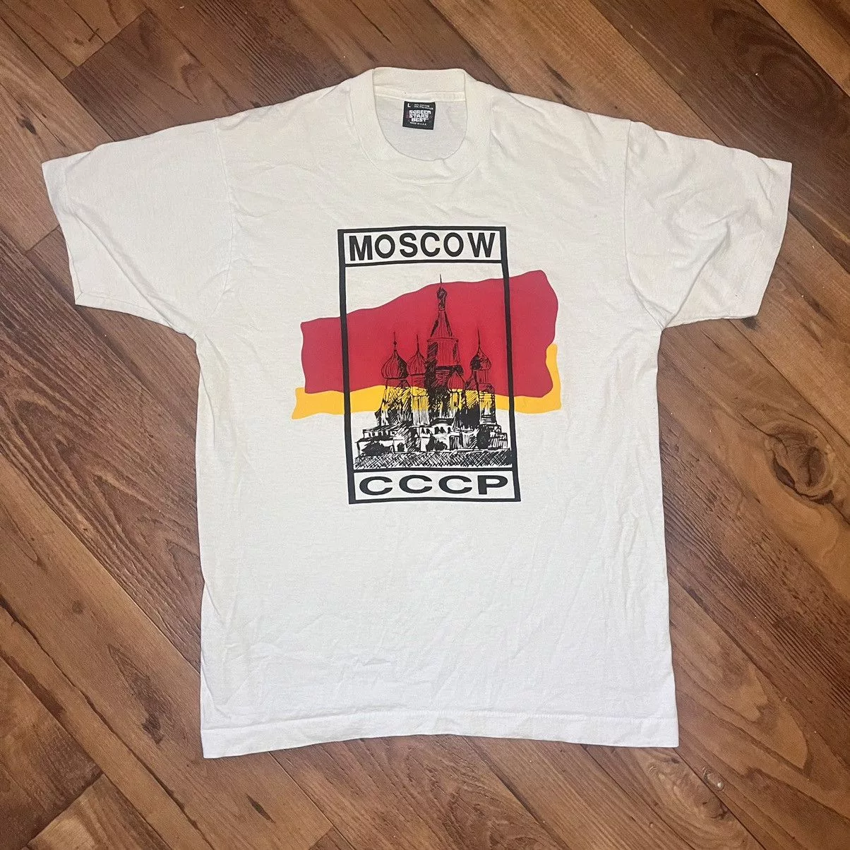 Vintage Short Sleeve T Shirts Vintage 1980s Moscow Tee White