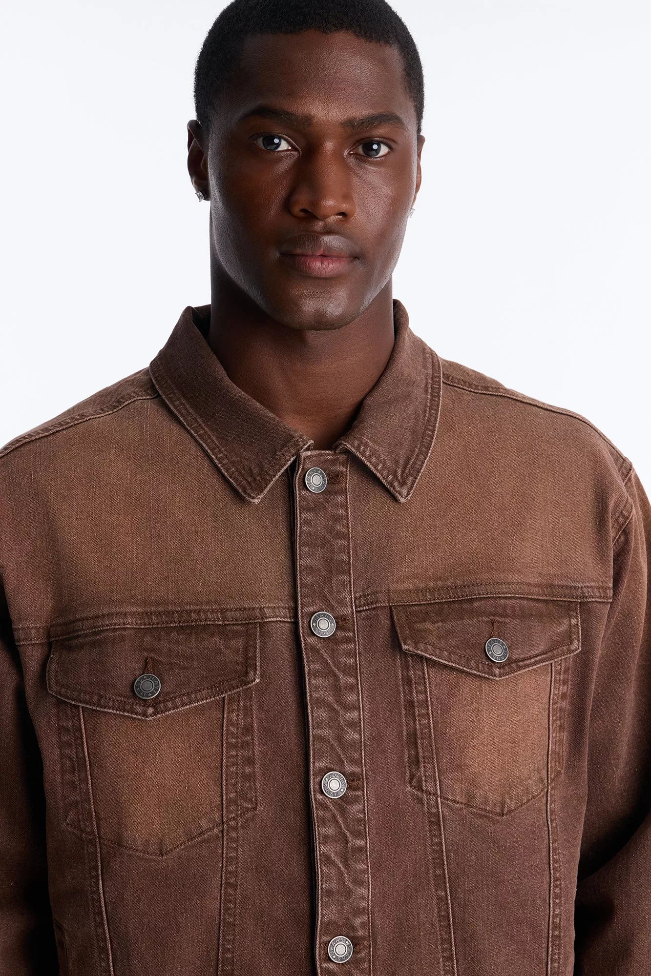 Essential Hue Denim Trucker Jacket - Brown
