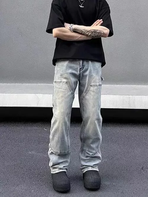Jean Denim Double Knee Lumberjack Light Blue Cargo Jeans Avant-Garde