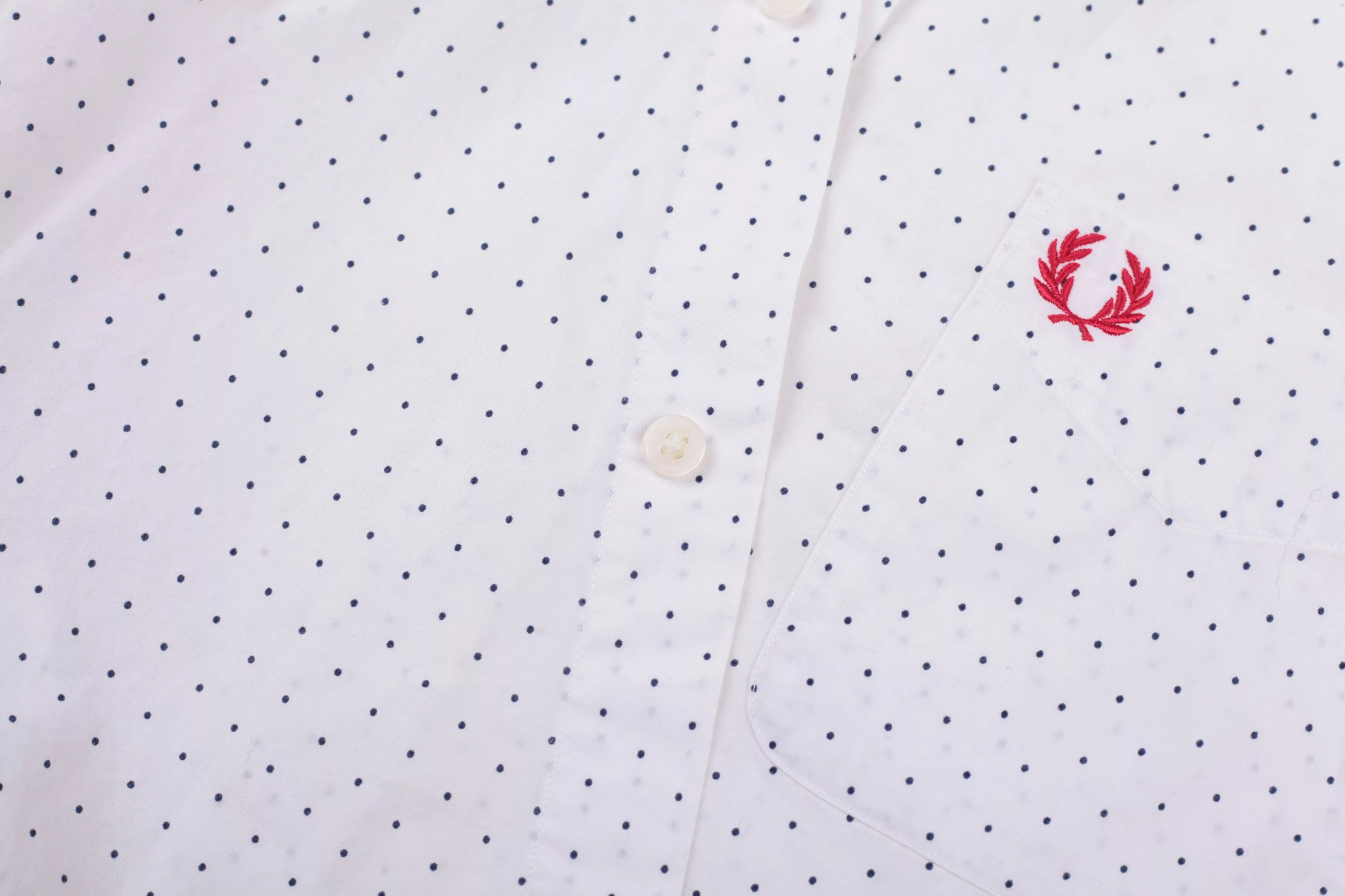 Fred Perry Shirts Button Ups Fred Perry White Dotted Long Sleeve Shirt Size S Slim Fit