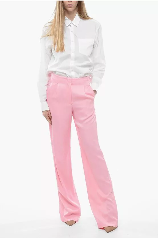 MSGM Pants MSGM og1mm0724 Single Pleated Palazzo Pants in Pink