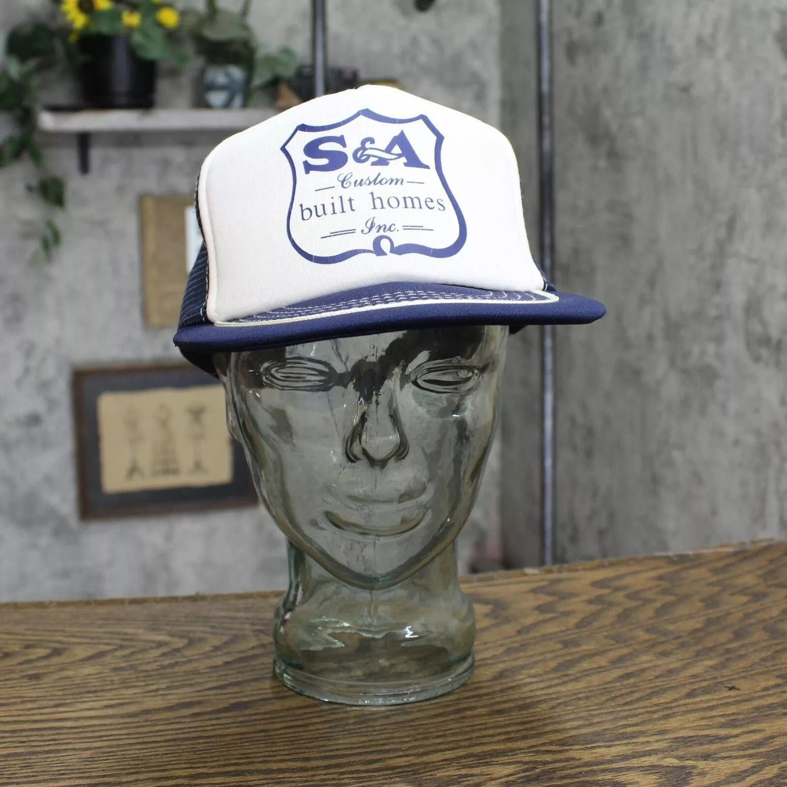 Designer Hats Designer S&A Custom Built Homes Vintage Trucker Hat Blue / White OS
