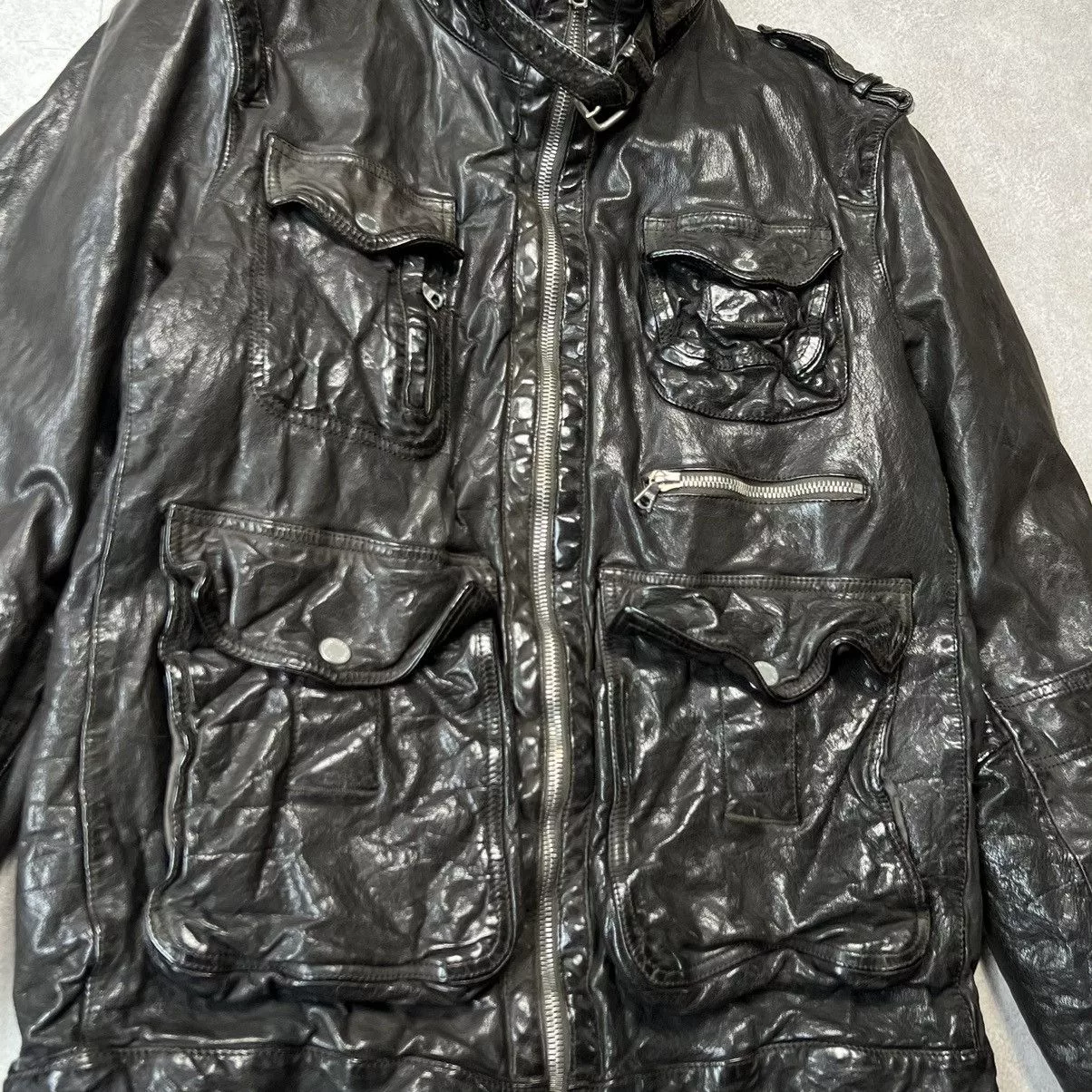Neil Barrett Leather Jackets Neil Barrett Padded Buffalo Leather Jacket XS Blac Brown
