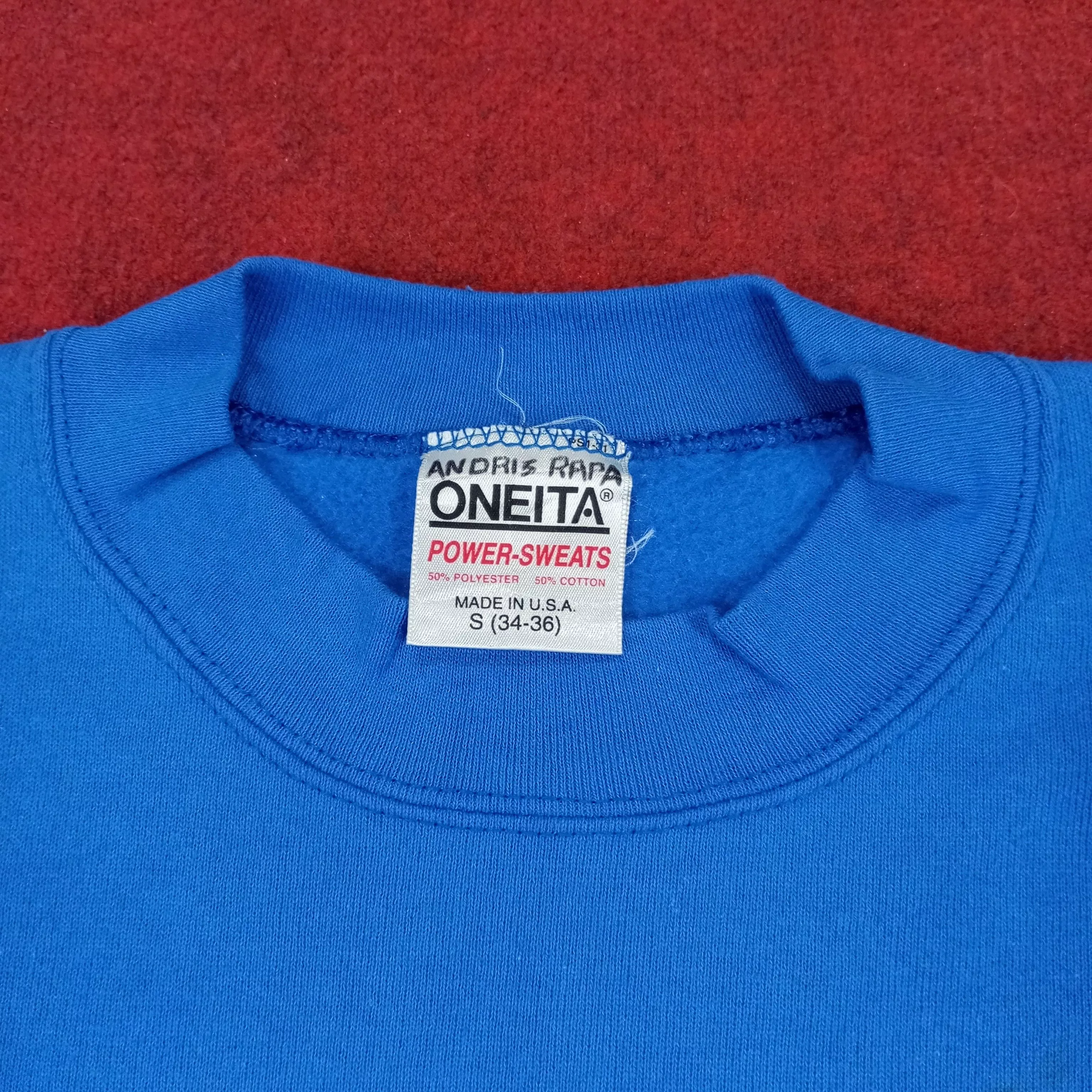 Vintage Sweatshirts Hoodies Mezotne Center Design Style Vintage Sweatshirt Blue Streetwear