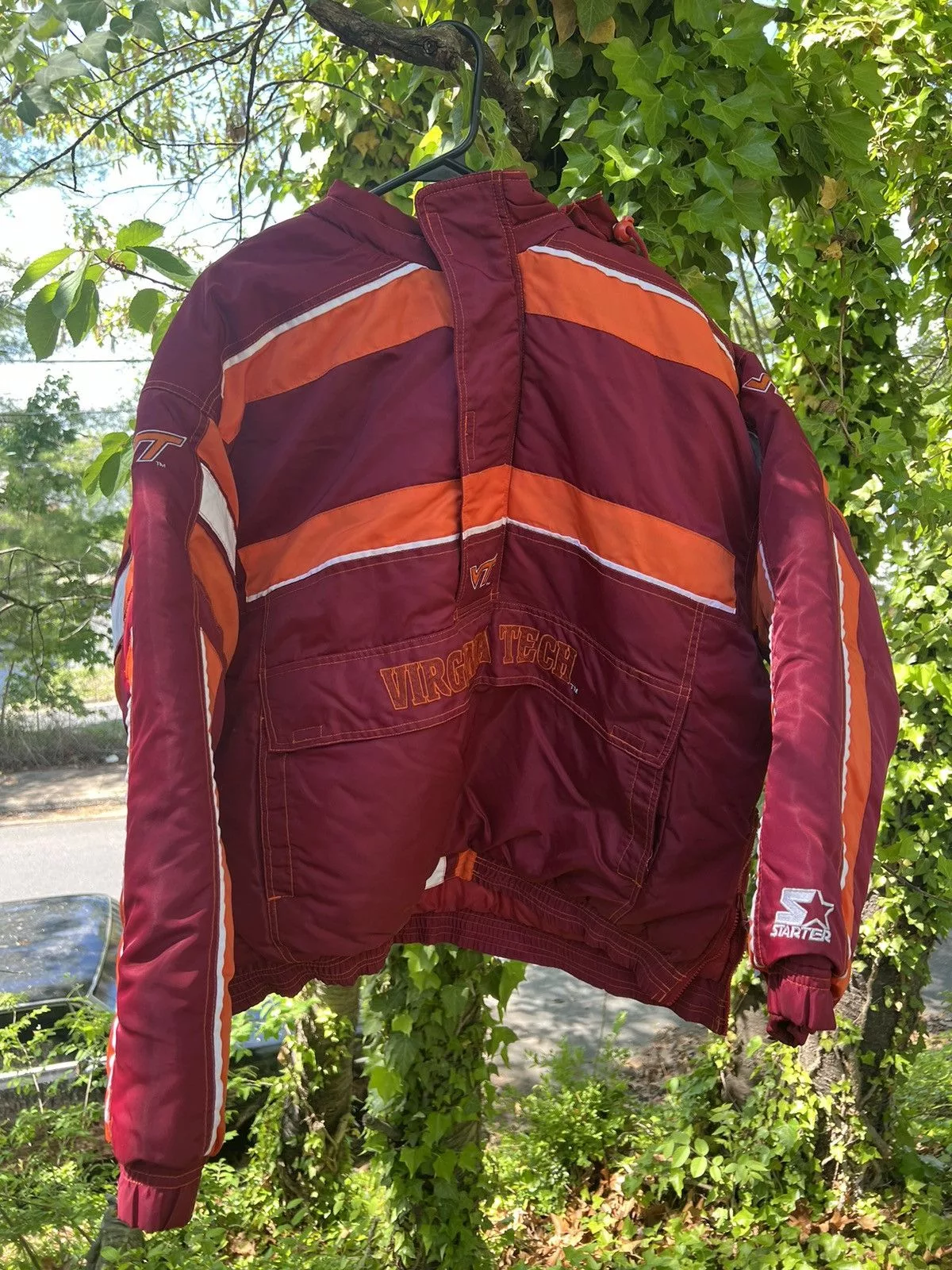 Starter Heavy Coats Starter × Vintage 90s Virginia Tech Streetwear Pullover Winter Jacket Y2K Red