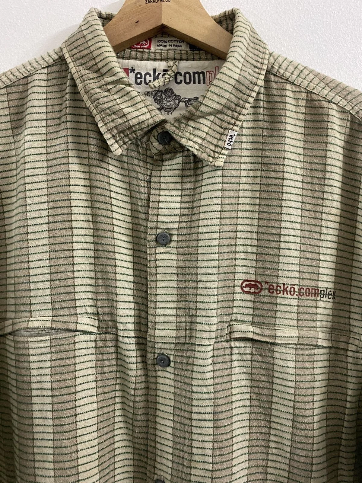 Ecko Unltd. Shirts Button Ups Ecko Unltd. Ecko.Complex Streewear Multi Pocket Shirt Brown Vintage