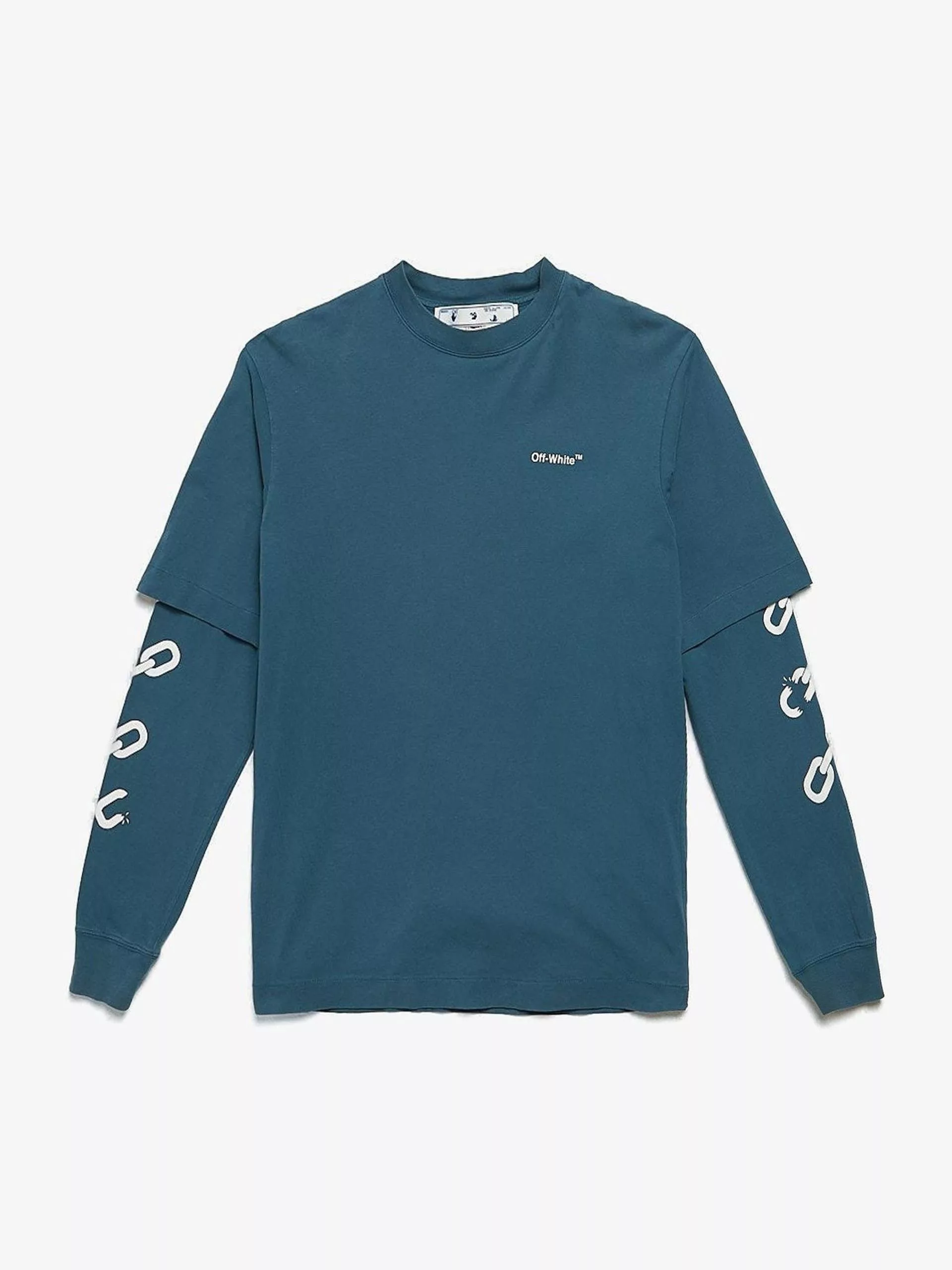 Off-White Long Sleeve T Shirts Off-White Emerald Double Layered Printed Cotton Longsleeve