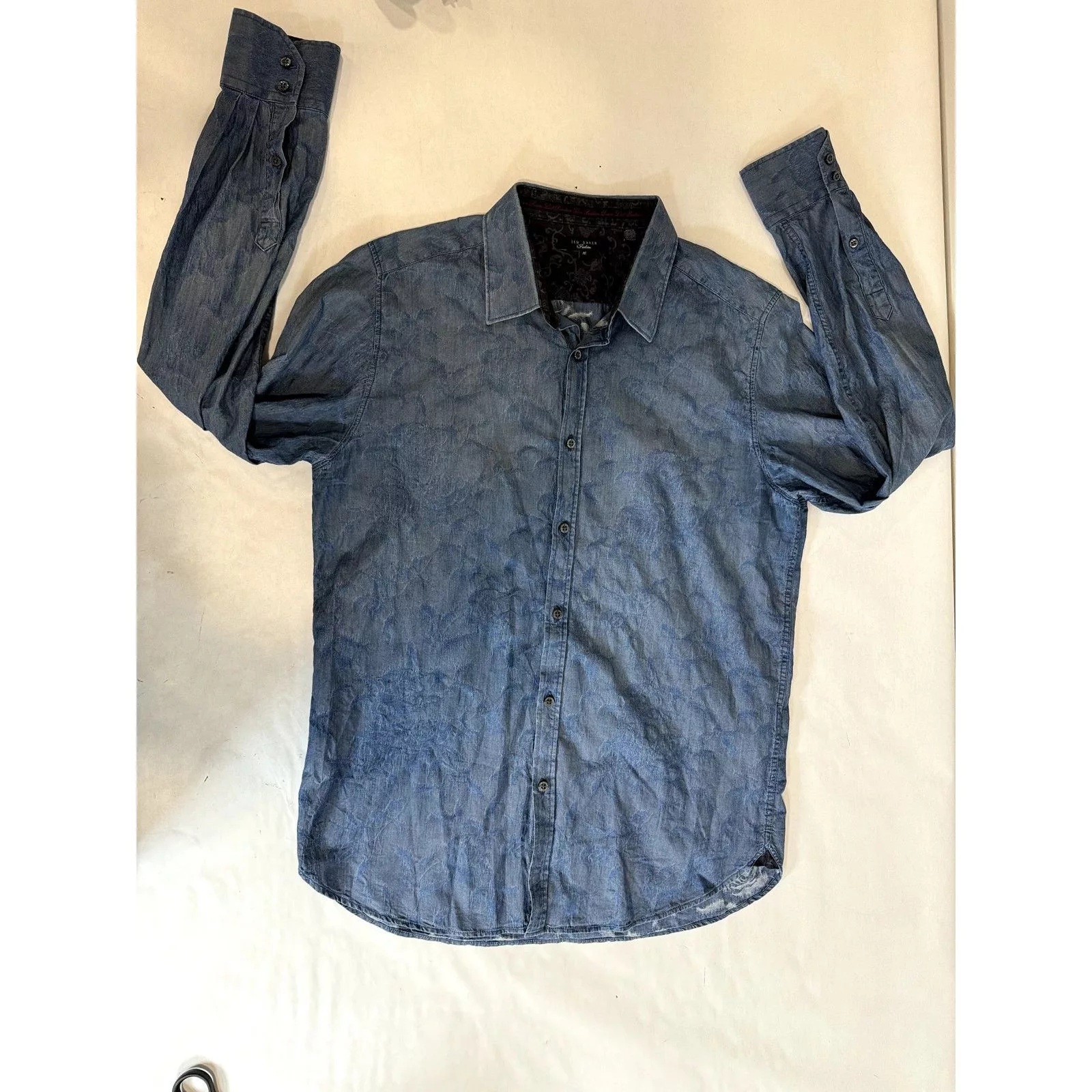 Ted Baker Shirts Button Ups Ted Baker Blue Button Down Shirt Contrast Chambray - Men 16