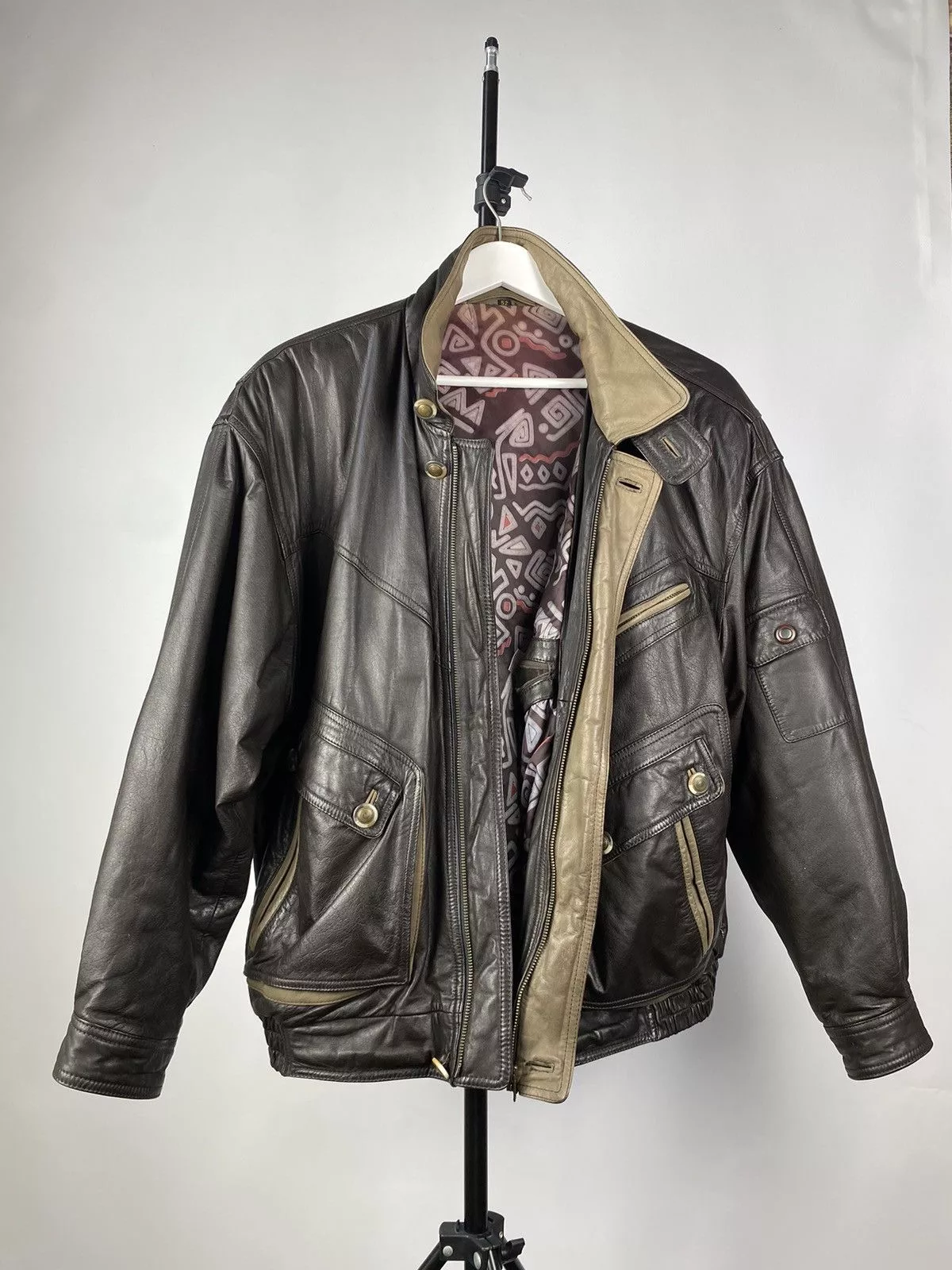 Vintage Leather Jackets Vintage Leather Jacket Genuine Leahter bomber Moto Oldmoney Brown Avant-Garde
