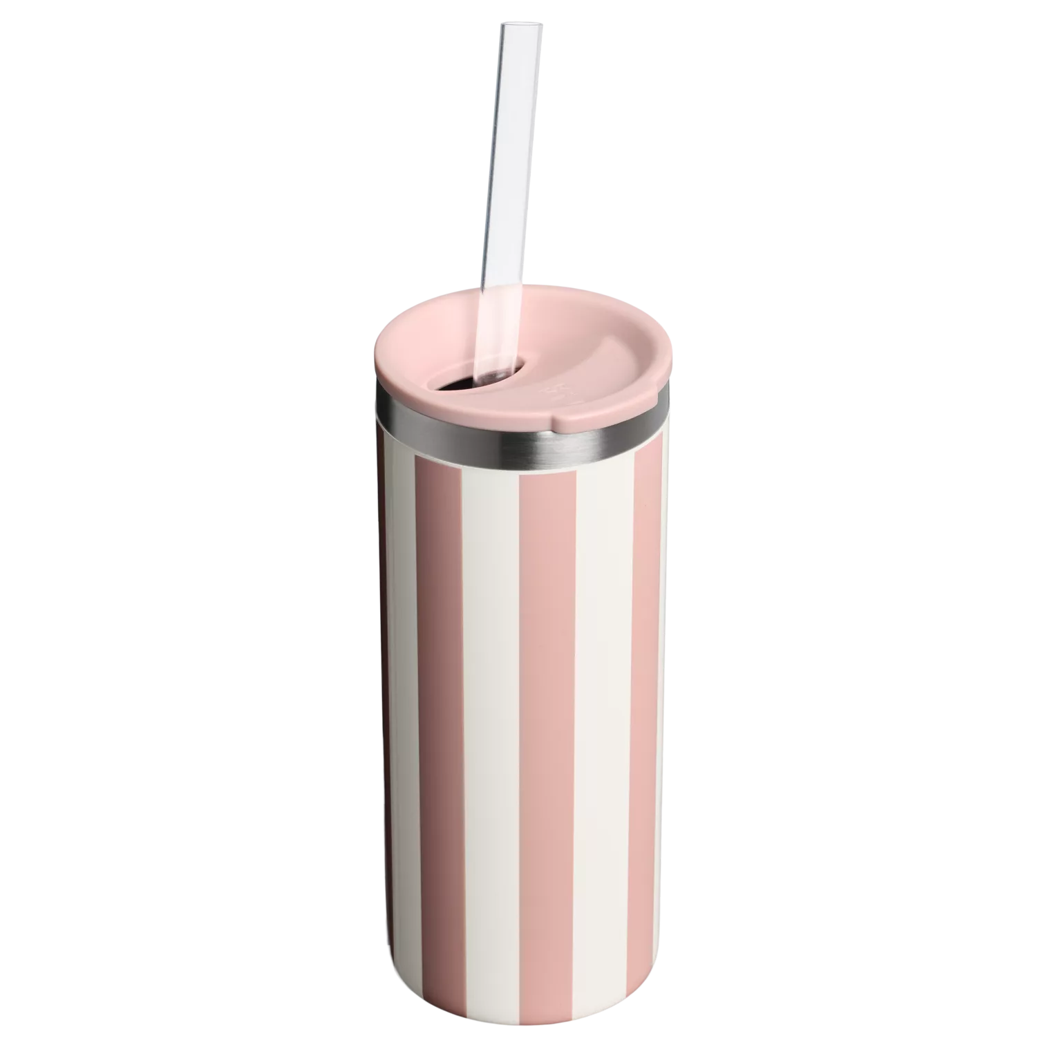 Stanley 10 OZ Everyday Slim Can Cooler Cup In Peach Whip Pink Stripe From The Oasis Collection