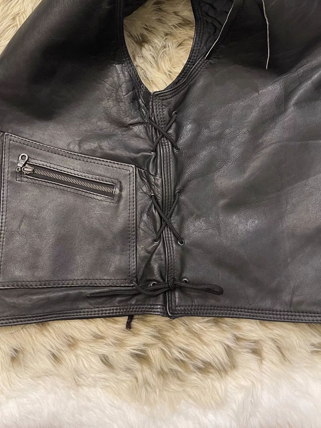 Harley Davidson Leather Jackets Harley Davidson real lamb Leather vest Black
