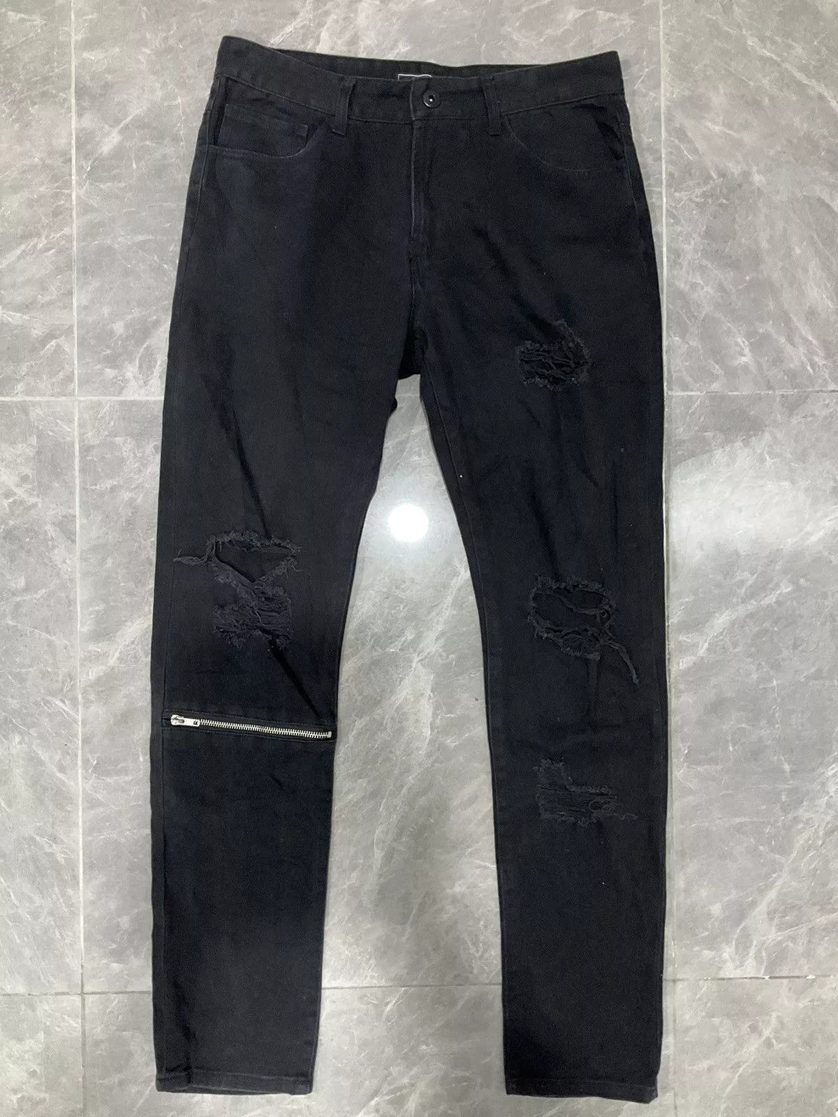 If Six Was Nine Denim If Six Was Nine × Japanese Brand Jeans Black Distressed Denim Single Zip Forever 21