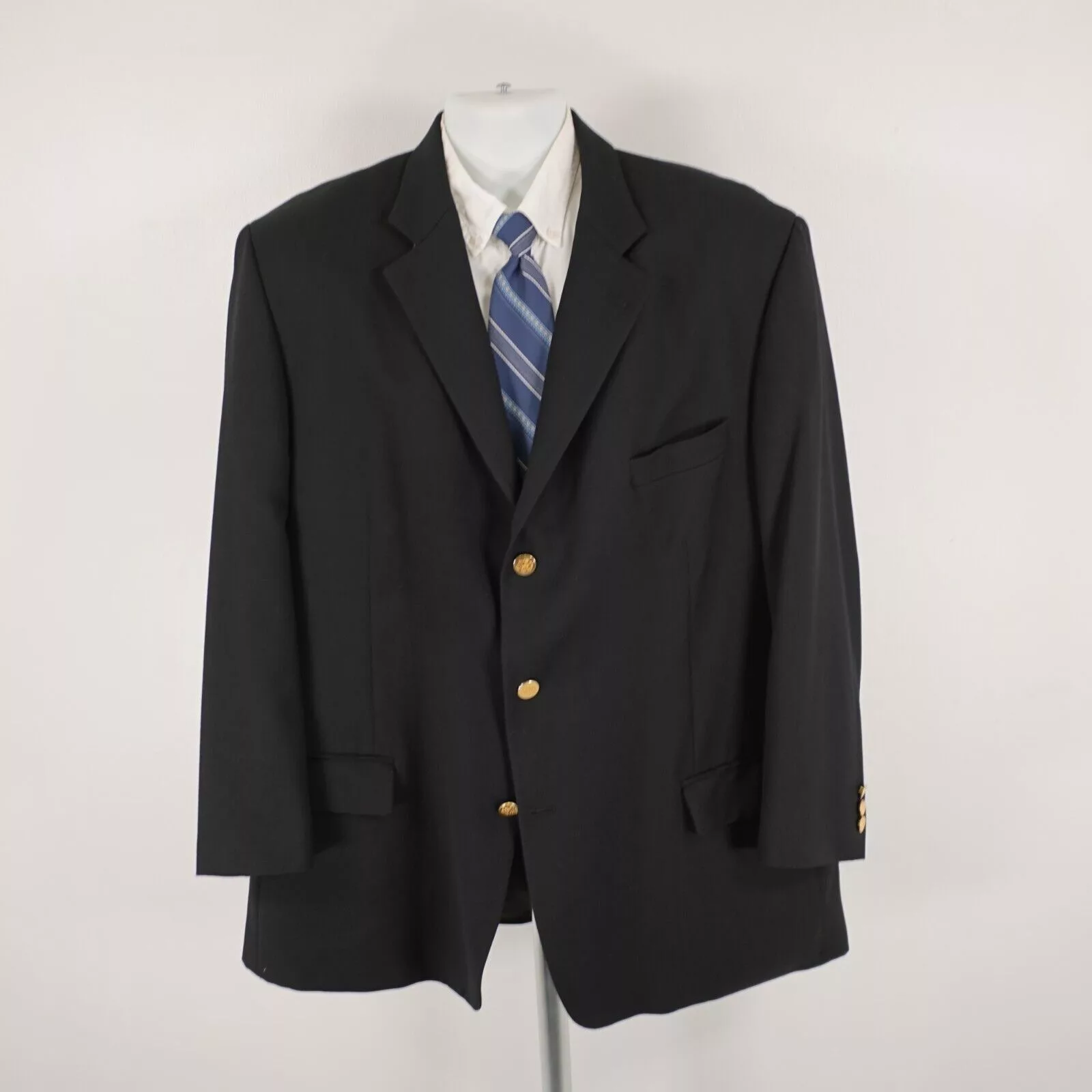 Pronto Uomo Blazers Pronto Uomo Thick Textured Worsted Wool Black 3 Gold Button