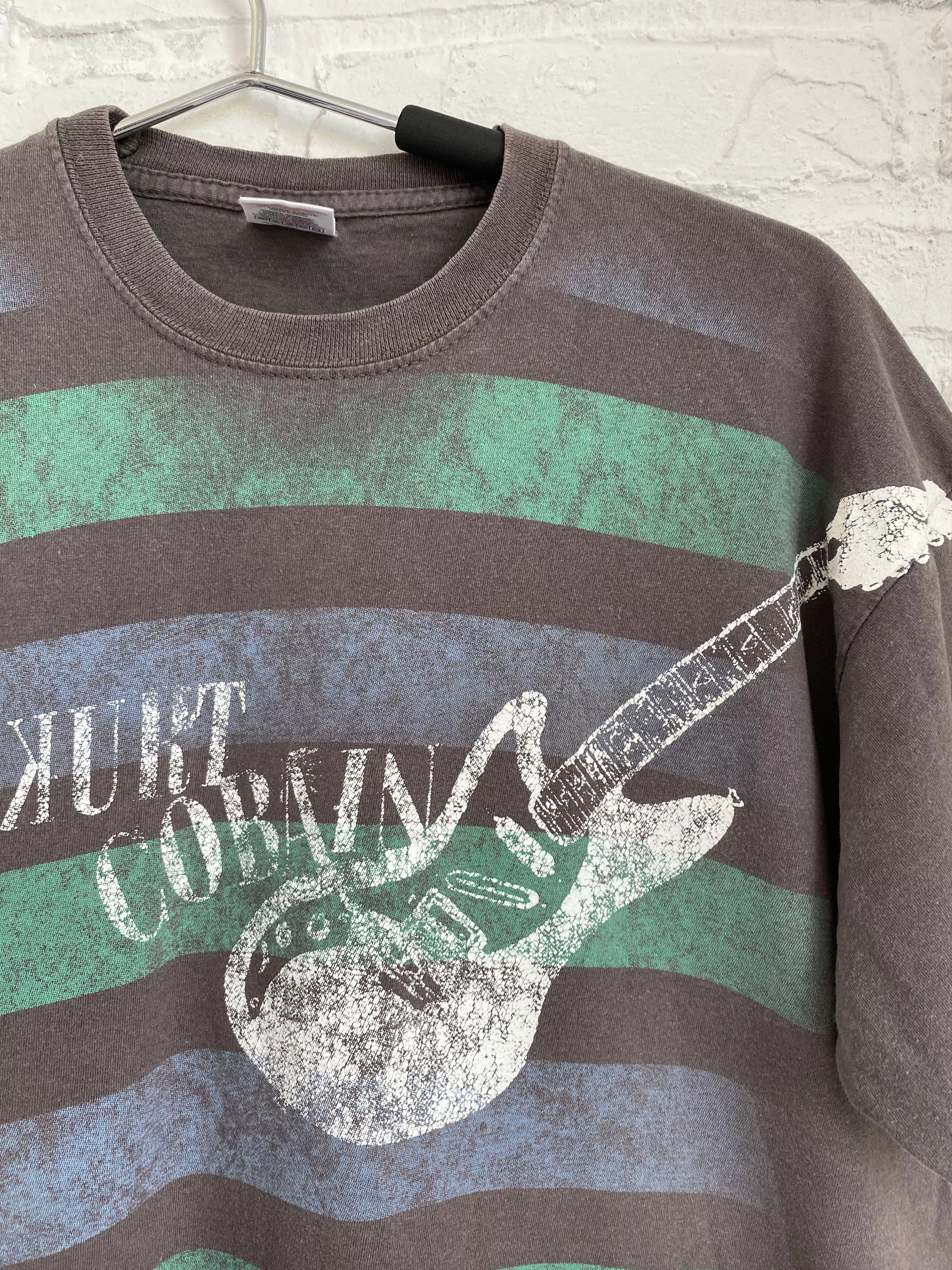 Nirvana Short Sleeve T Shirts Nirvana × Vintage Vintage 2000s Nirvana Kurt Cobain striped t-shirt Multi