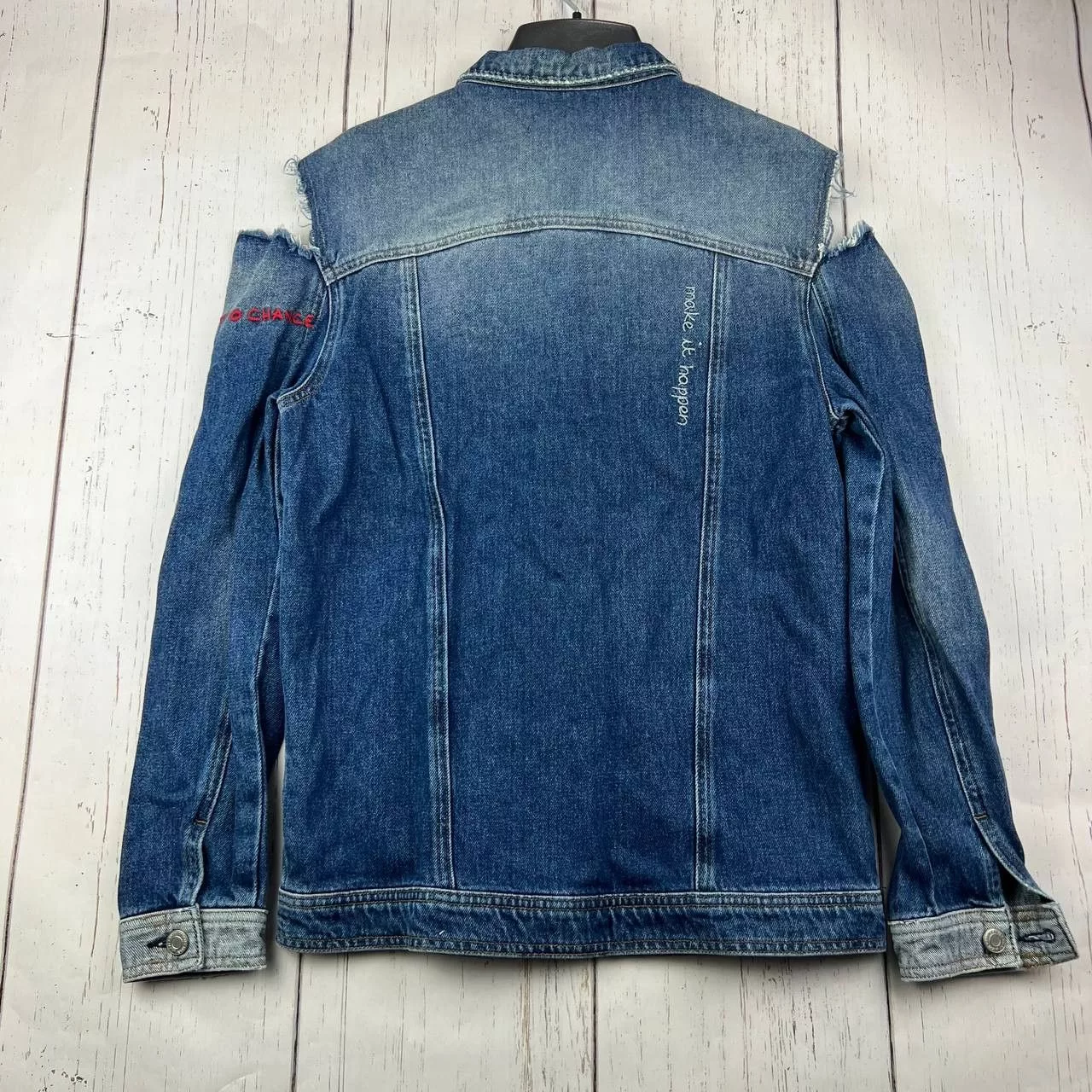 Mavi Denim Jackets Mavi Small Classic Fit Stretchable Distressed Denim Jacket Blue