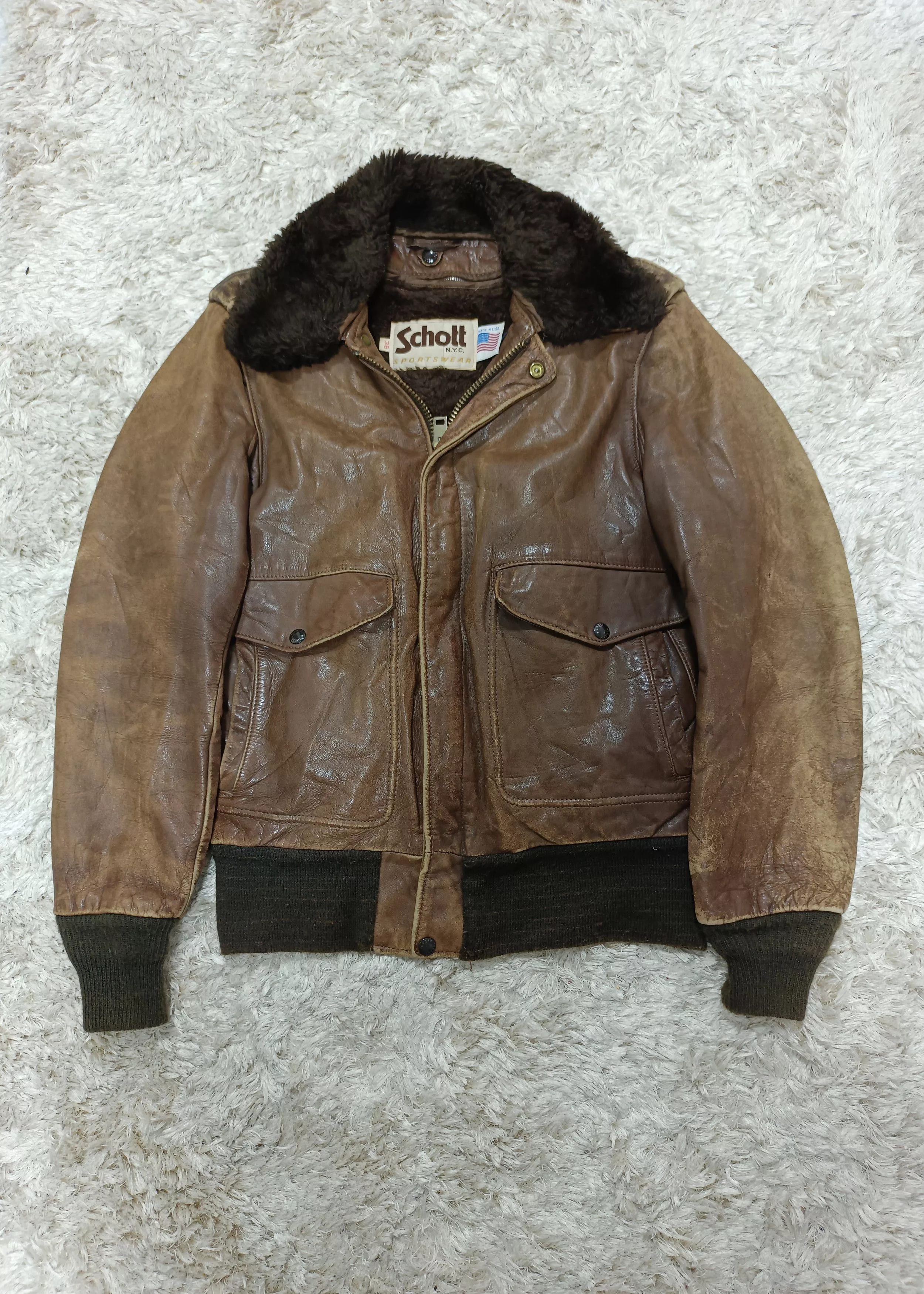 Schott Leather Jackets Schott × Vintage 1980's SCHOTT NYC A-2 Flight Leather Jacket Brown