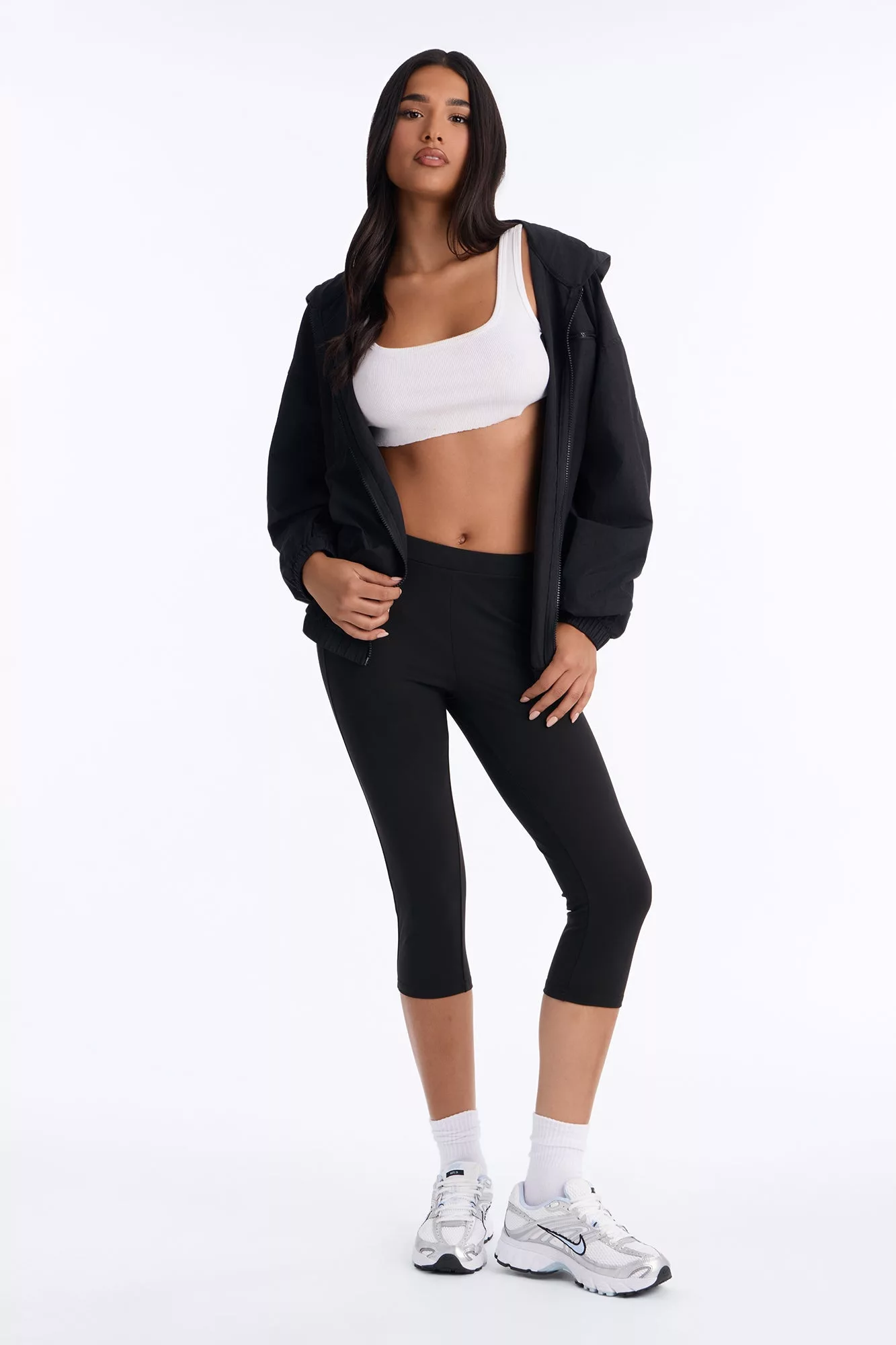 Brandy Windbreaker Capri Set - Black