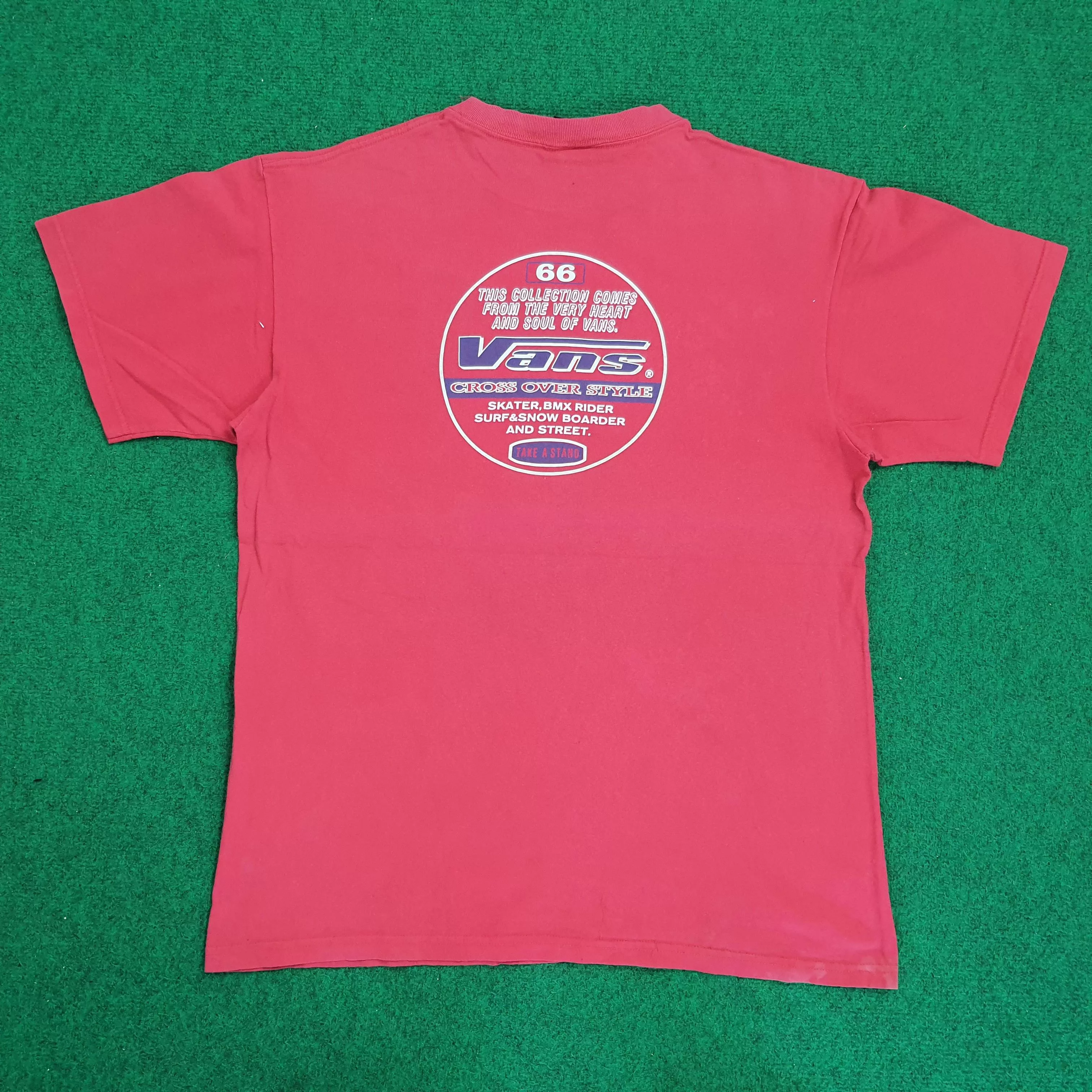 Vans Short Sleeve T Shirts VANS Streetwear Skateboards T-shirt Red