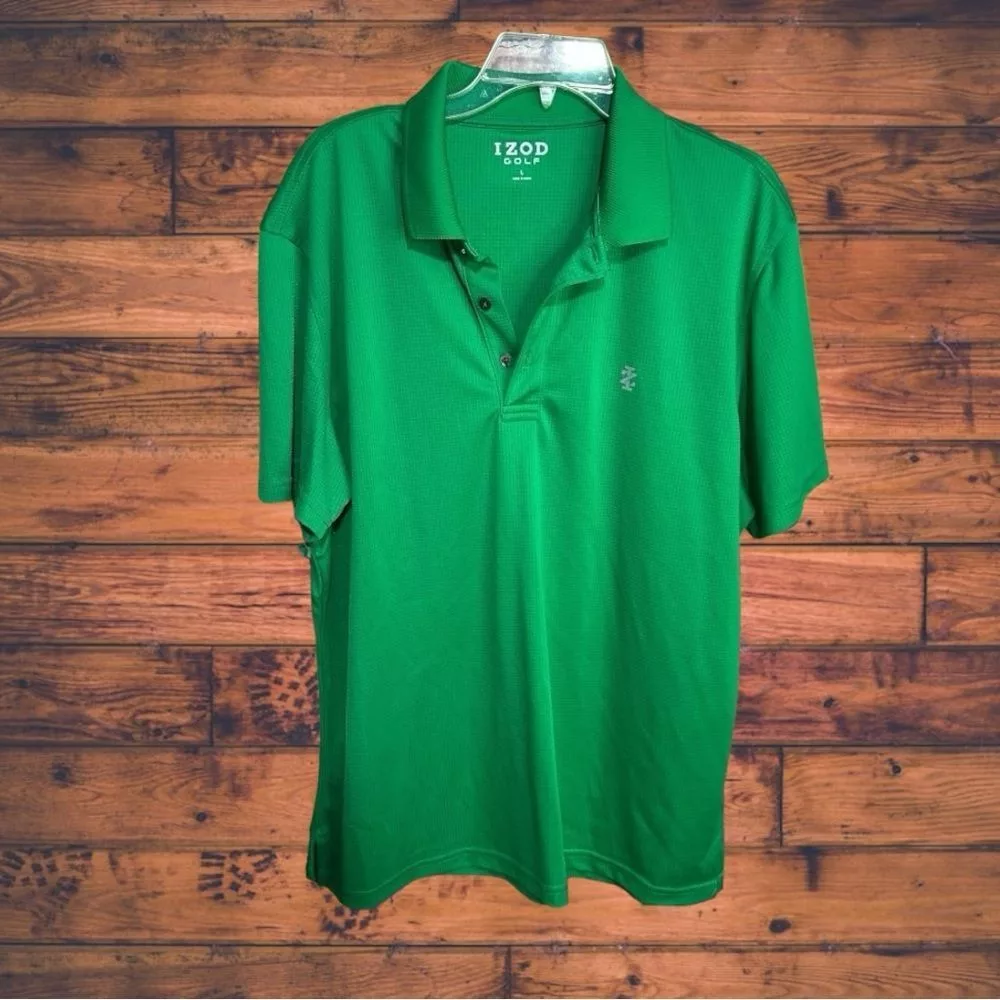 Izod Polos Izod Golf Green Half Button Polo Shirt Large