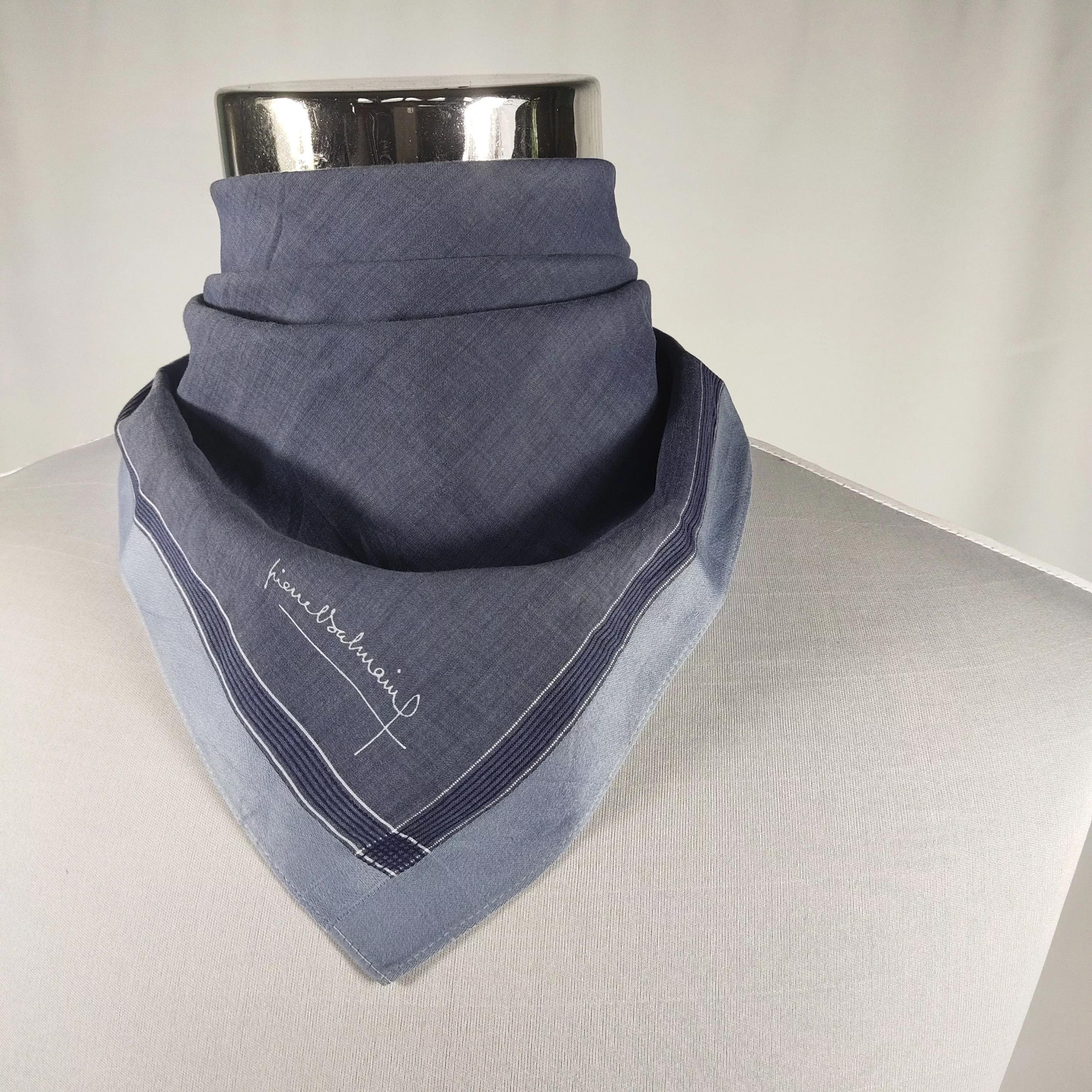 Pierre Balmain Ties Pocketsquares Pierre Balmain × Vintage Pierre Balmain Handkerchief / Neckerchief / Bandana FZ079 Blue