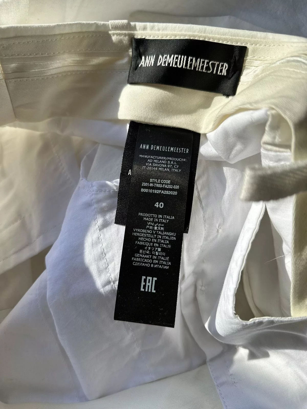 Ann Demeulemeester Casual Pants Ann Demeulemeester Leon Pants White