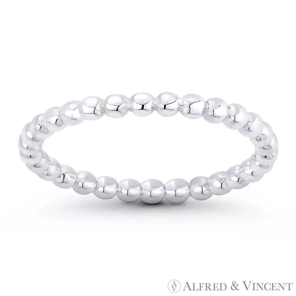 Other Rings Other 1.7mm Round Bead Link Right Hand Eternity Ring Silver