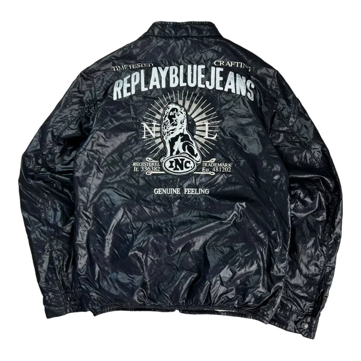 Replay Bombers Replay × Vintage REPLAY BLUE JEANS TIGER NYLON JACKET WINDBREAKER VINTAGE 90S Black