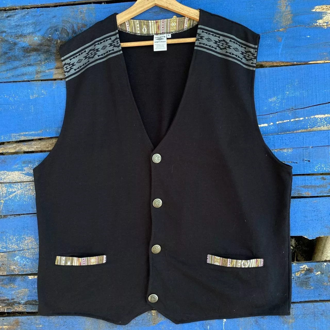 Native Vests Native × Vintage Vintage Smack Aspiration Navajo Motif Vest Black