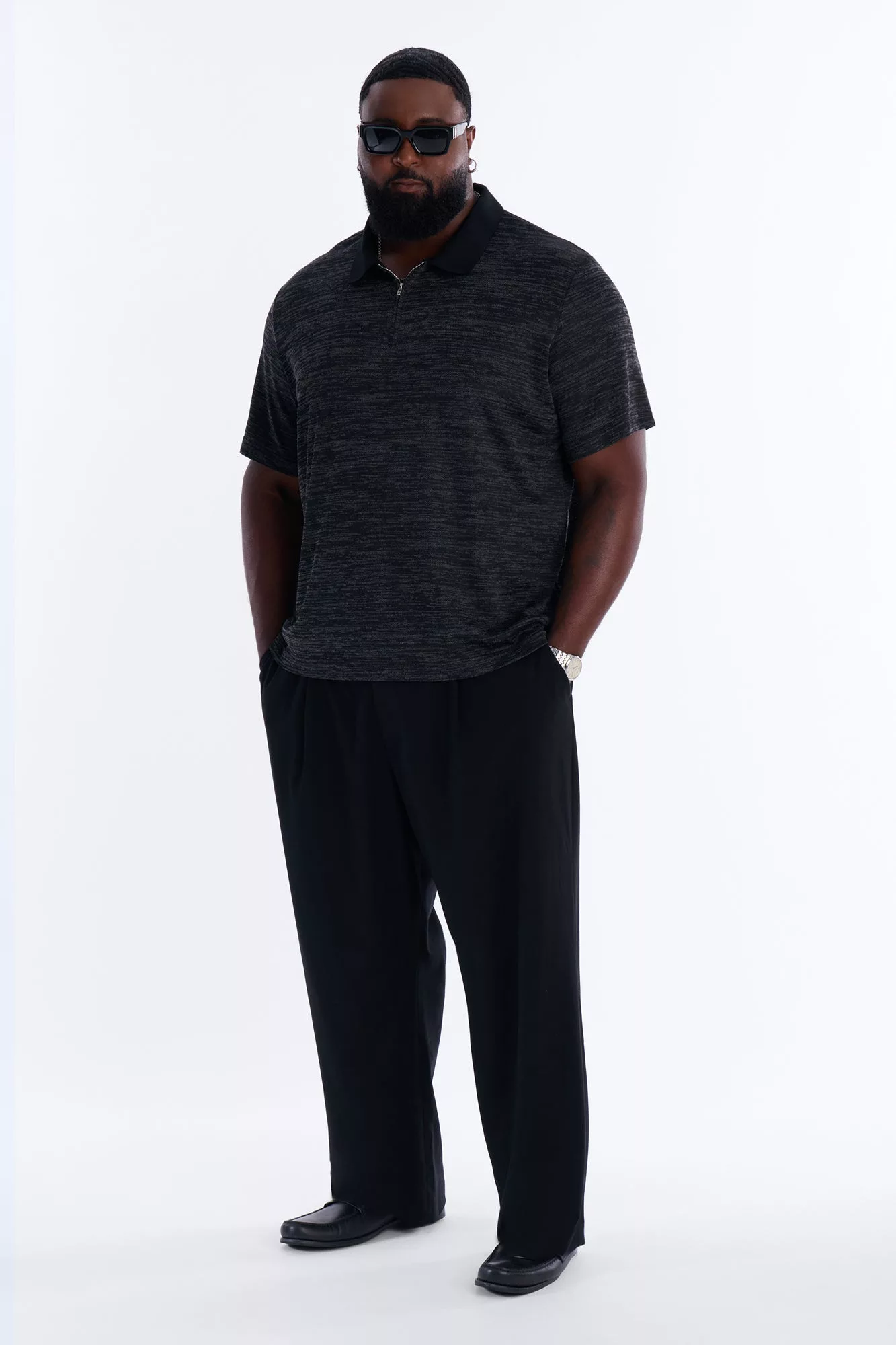 Modern Quarter Zip Polo - Black