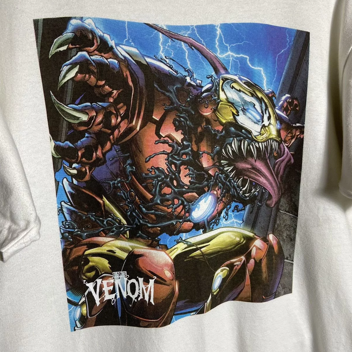 Marvel Comics Short Sleeve T Shirts Marvel Comics × Vintage Vintage Venom Marvel Comics Tee White Streetwear