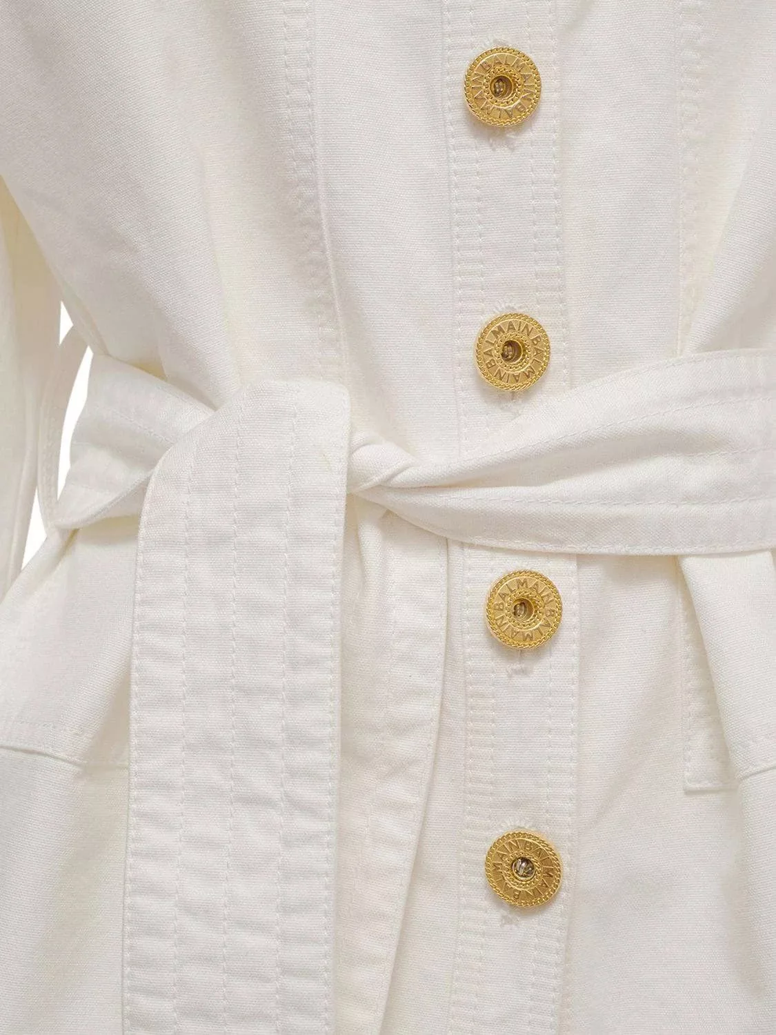 Balmain Blouses Balmain o1w1db10624 Denim Overshirt in White