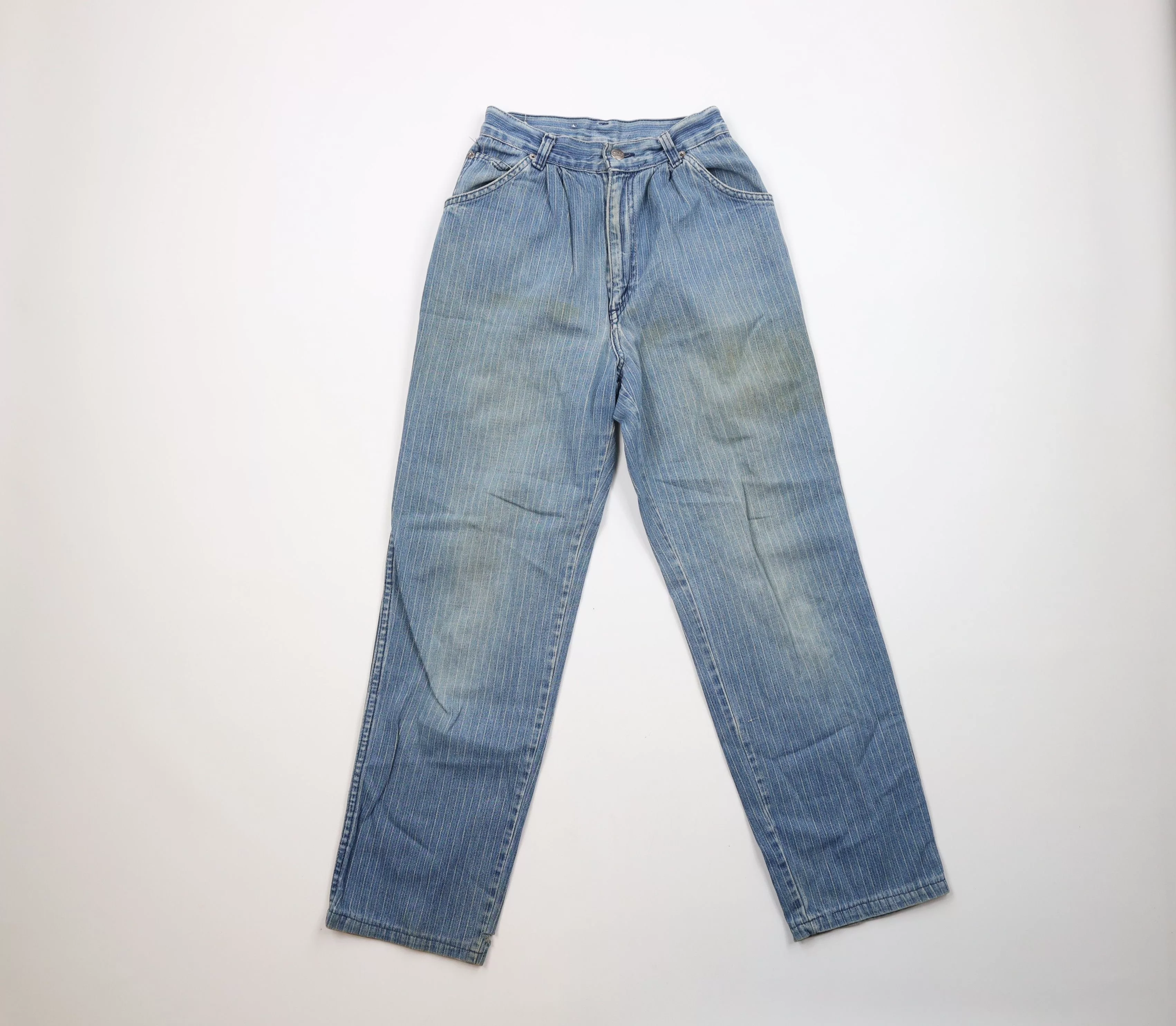 Vintage Jeans Vintage 90s Streetwear Striped Pleated Denim Jeans USA Blue