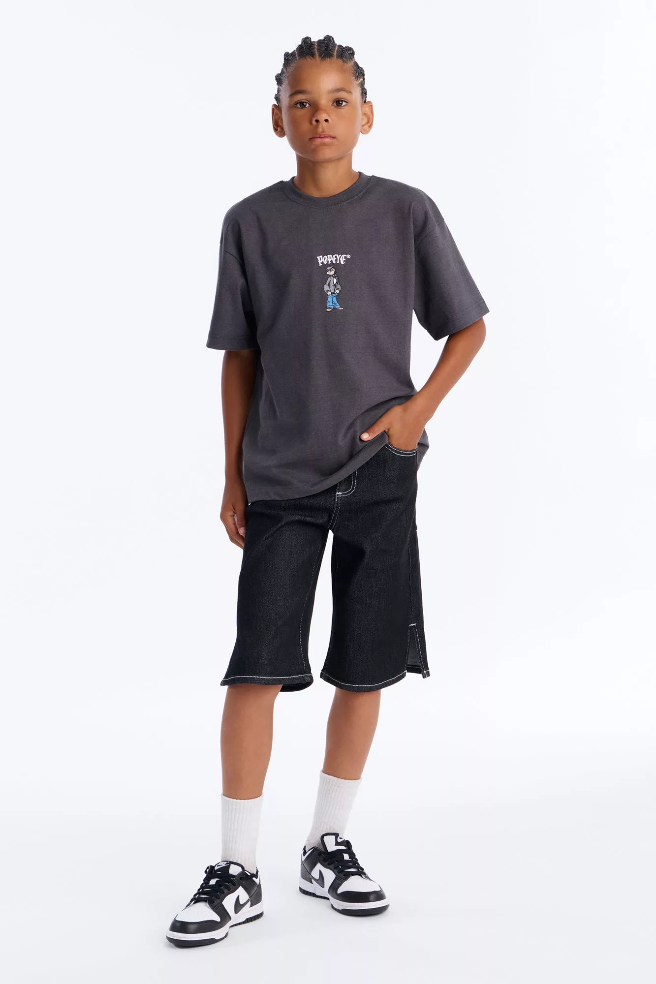 Mini Popeye Old Skool Short Sleeve Tee - Grey