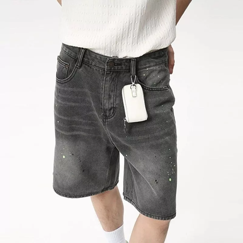 Japanese Brand Shorts Japanese Brand × Vintage Splash Paint Shorts Jeans Black Streetwear