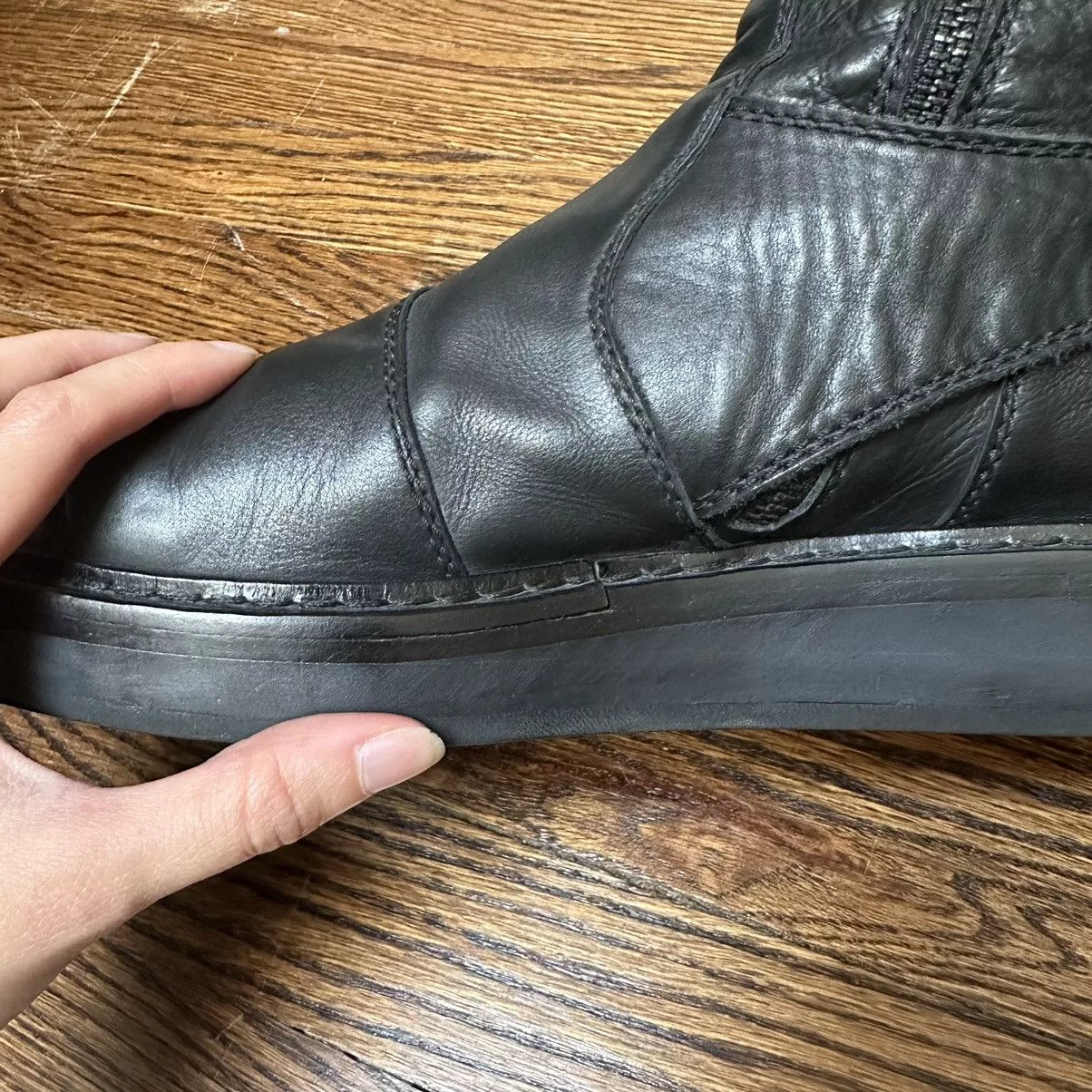 Ann Demeulemeester Boots Ann Demeulemeester Black Leather Space Motorcycle Boots