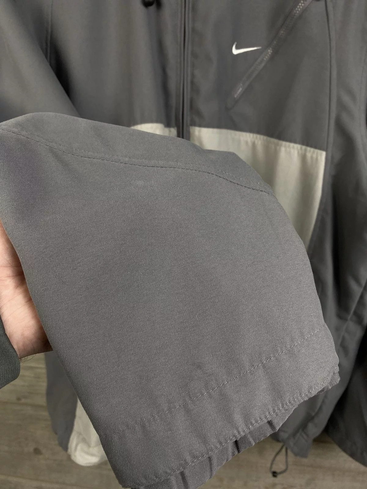 Nike Light Jackets Nike × Vintage Vintage Nike windbreaker with drawstring Y2K Gorpcore style Gray Streetwear