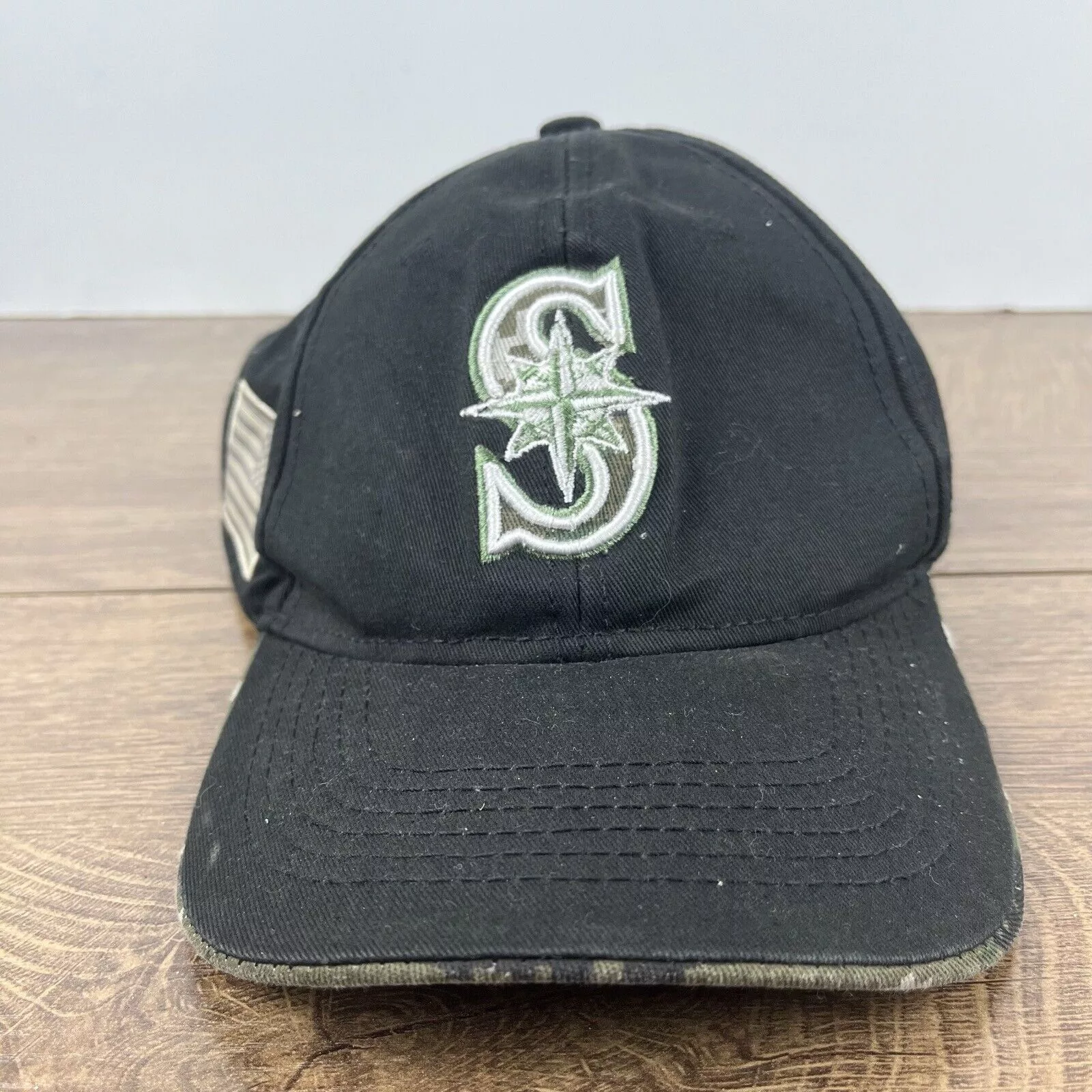 Other Hats Other Seattle Mariners MLB Hat USA Flag Patch Black Hat Adjustable