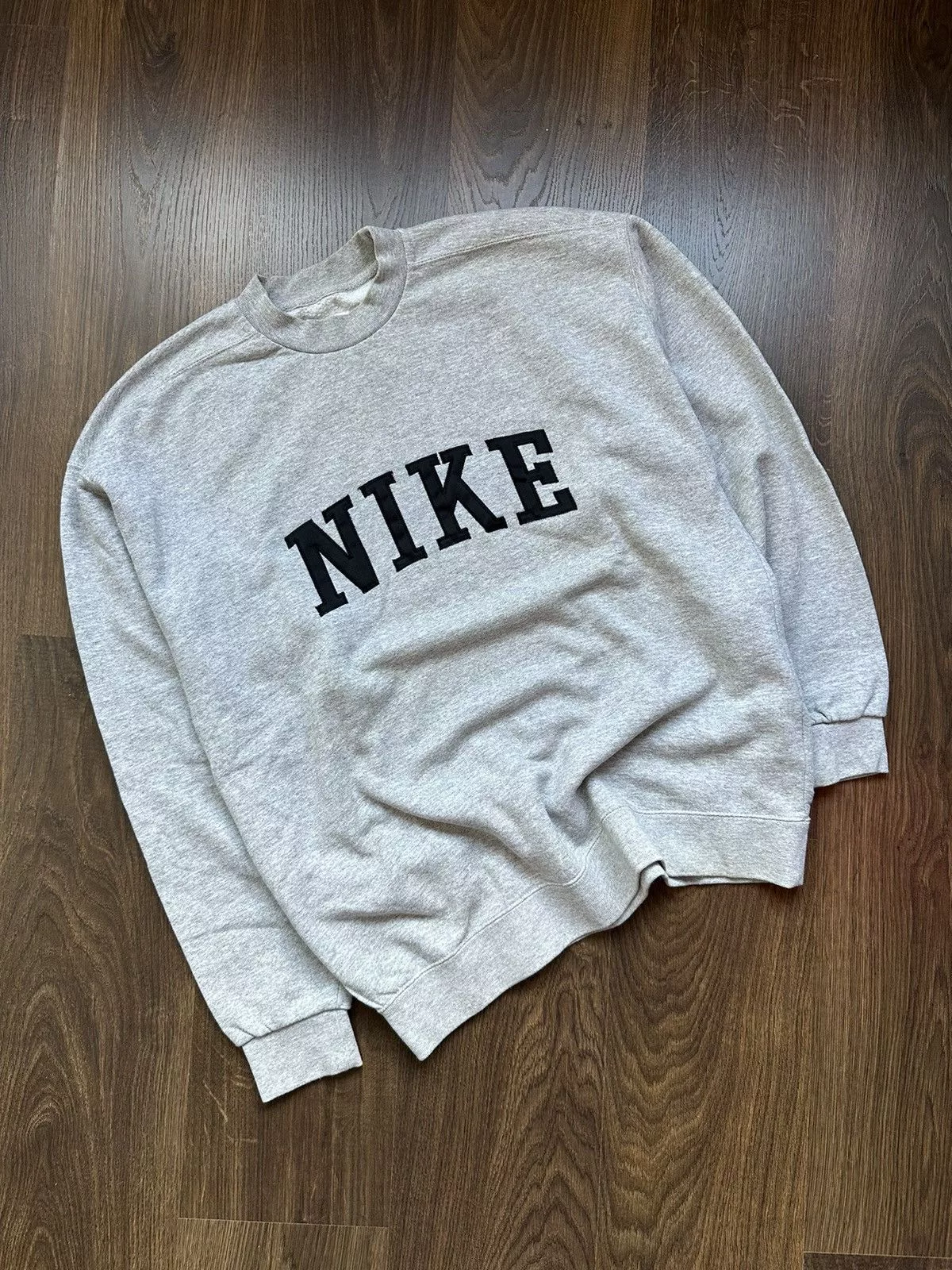 Nike Sweatshirts Hoodies Nike × Vintage Vintage Hoodie Sweatshirt Nike Spelllout 90s L Y2K Gray Streetwear