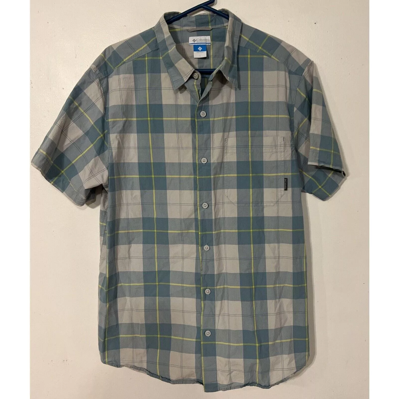 Columbia Shirts Button Ups Columbia Shirt Mens Large Blue Plaid Sportswear Short Sleeve Multi