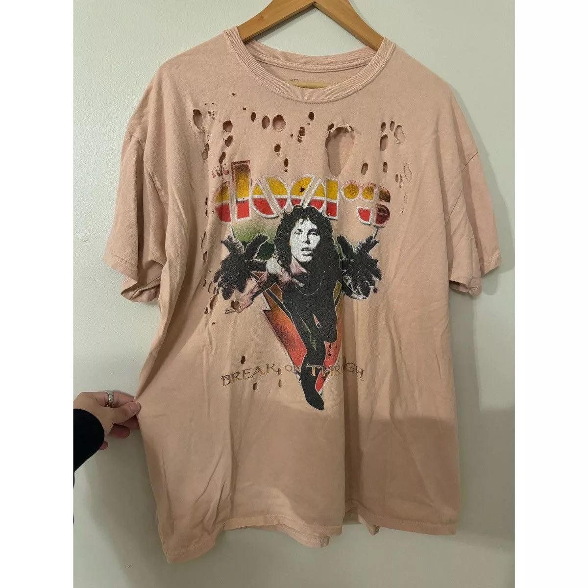Vintage Short Sleeve T Shirts Distressed vintage Tee Pink Streetwear