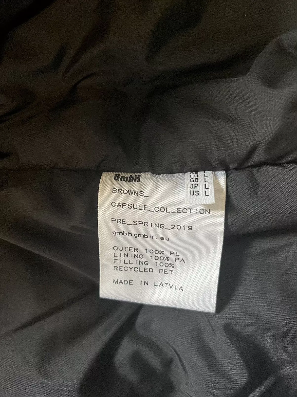 GmbH Down Jackets GmbH x Browns Harris High Neck Embroidered Puffer Jacket Black