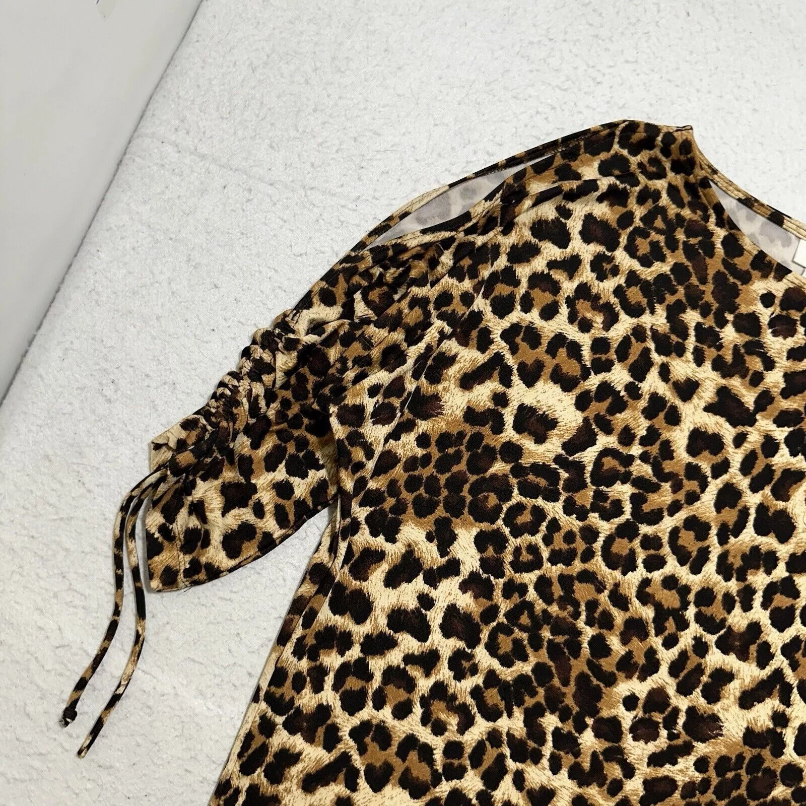 Chicos Blouses Chicos Large Brown Leopard Print Exposed Shoulder Blouse